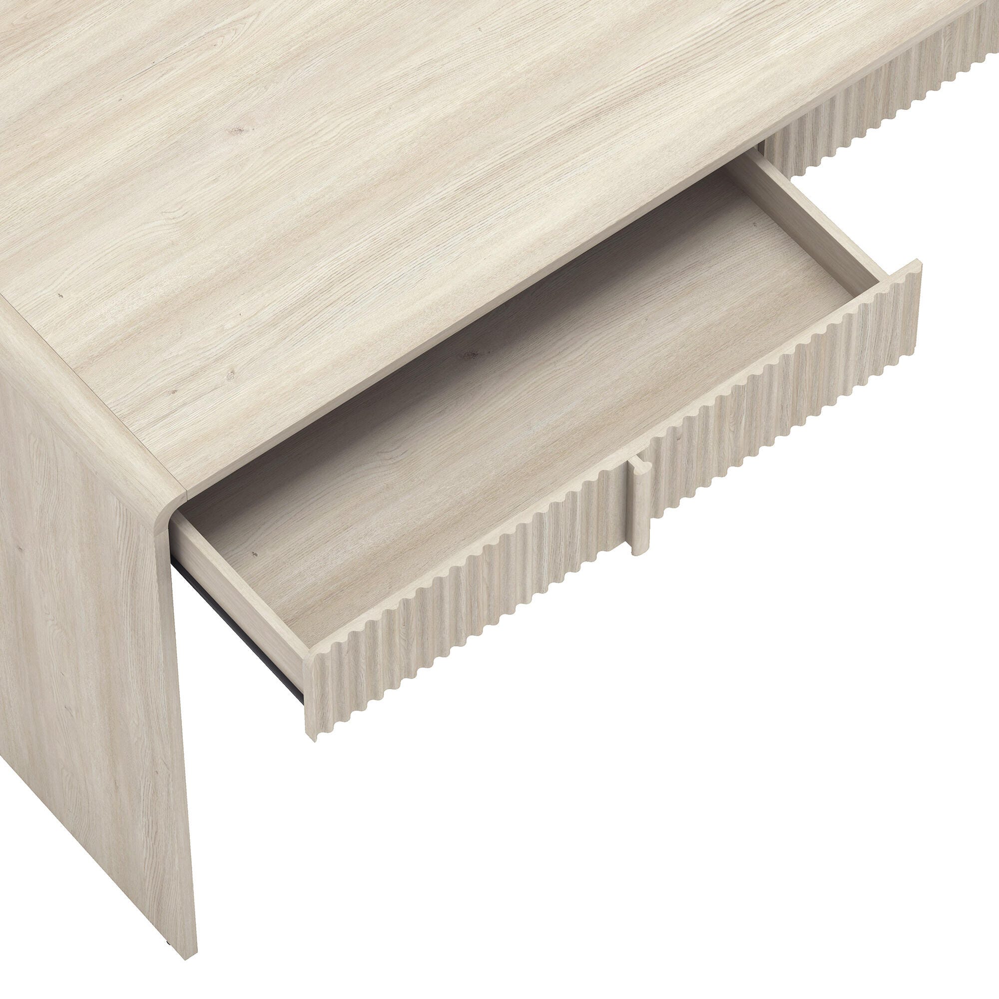 Manhattan Comfort Novara 60" Home Office Desk, Whitewashed Oak, large