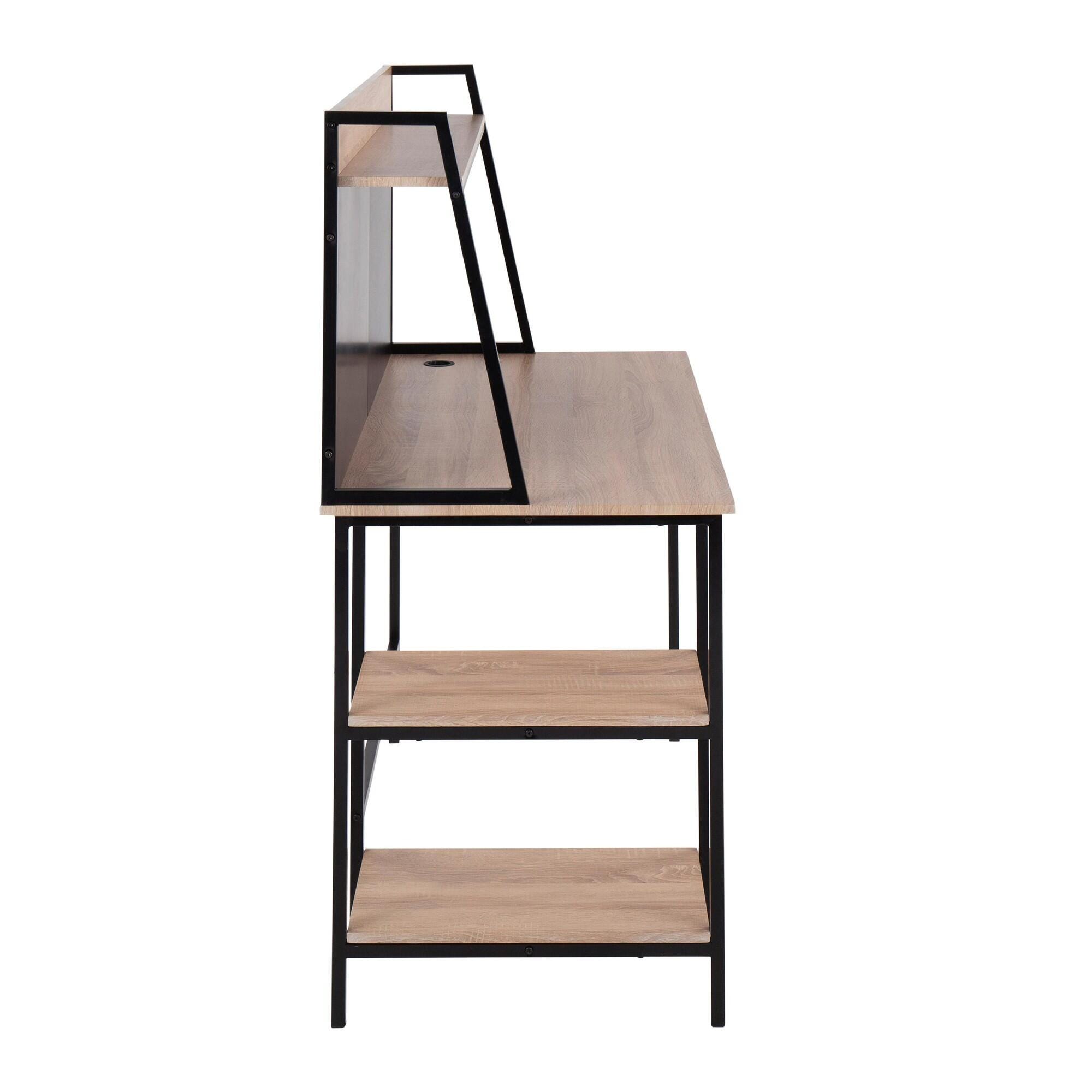 LumiSource Geo 47" Home Office Desk, Natural/Black, large