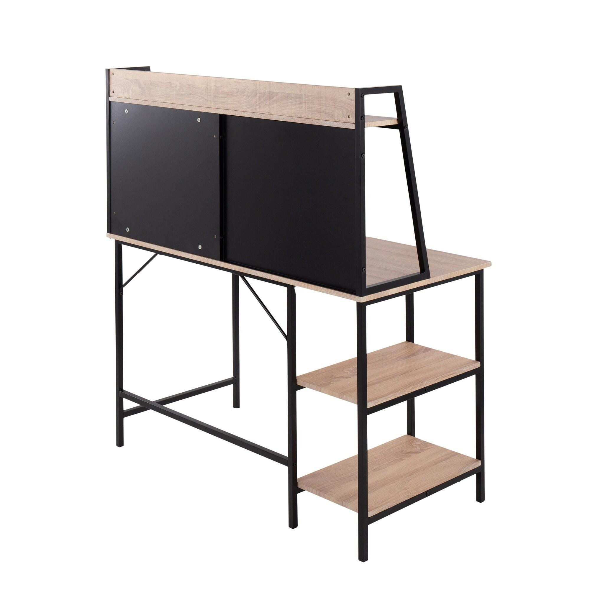 LumiSource Geo 47" Home Office Desk, Natural/Black, large