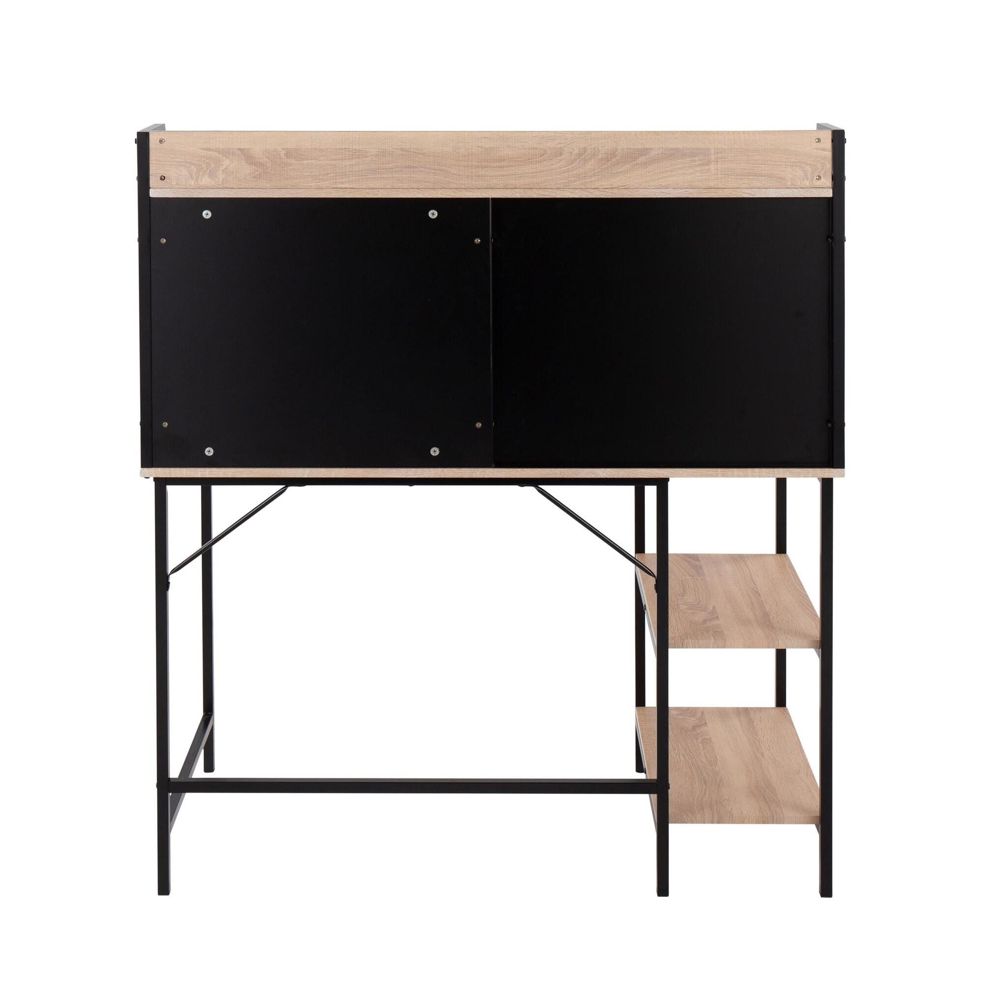LumiSource Geo 47" Home Office Desk, Natural/Black, large