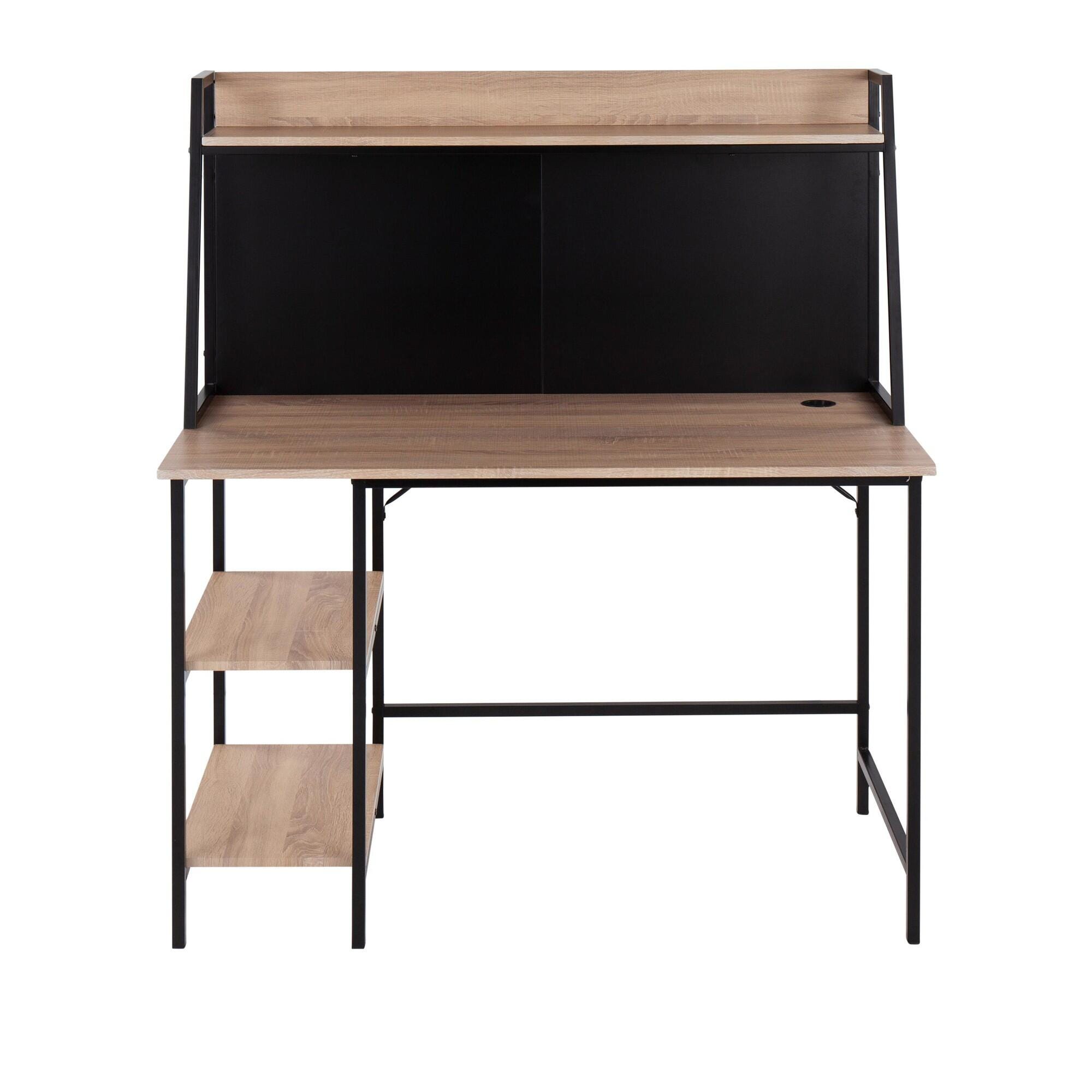 LumiSource Geo 47" Home Office Desk, Natural/Black, large