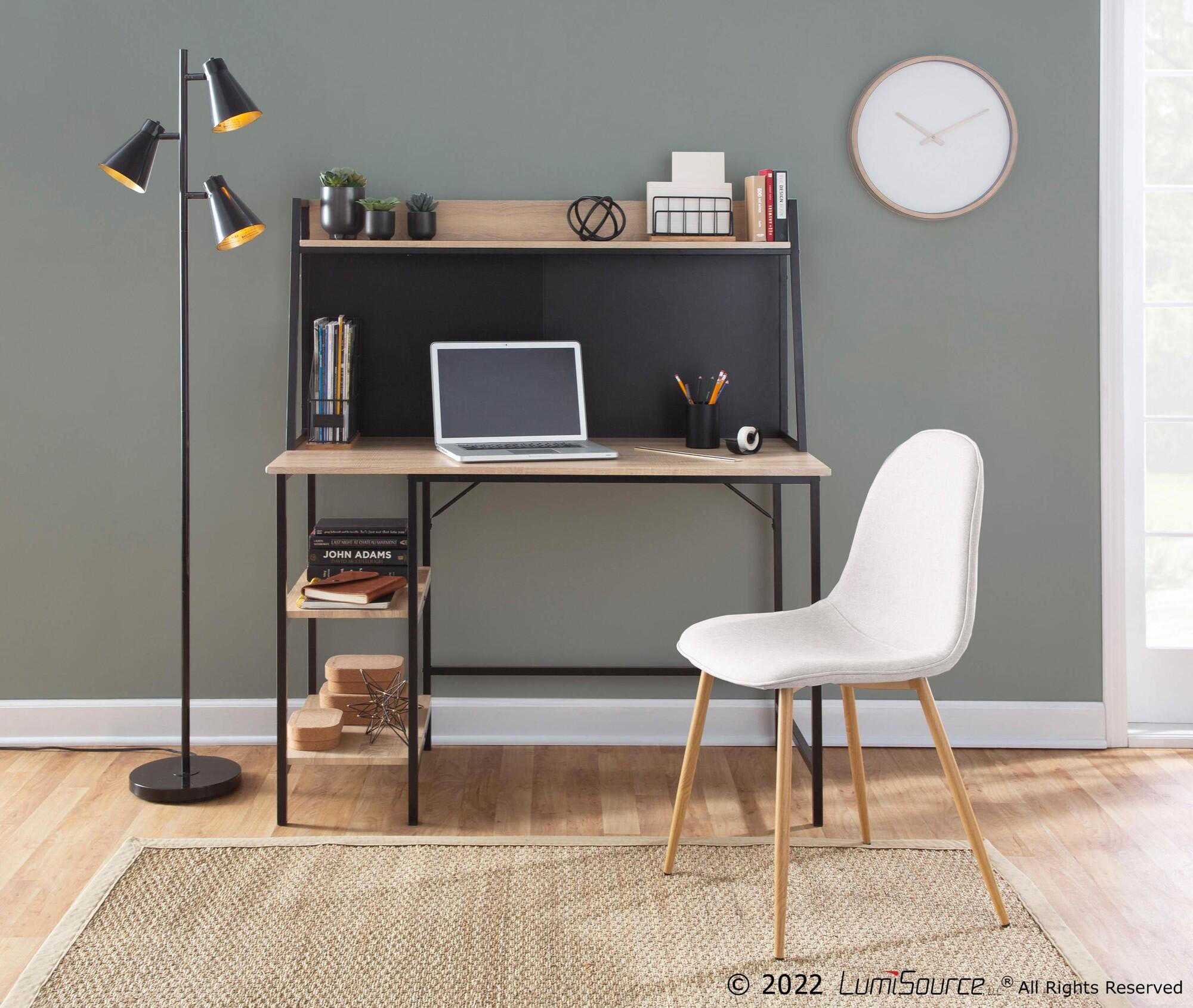 LumiSource Geo 47" Home Office Desk, Natural/Black, large