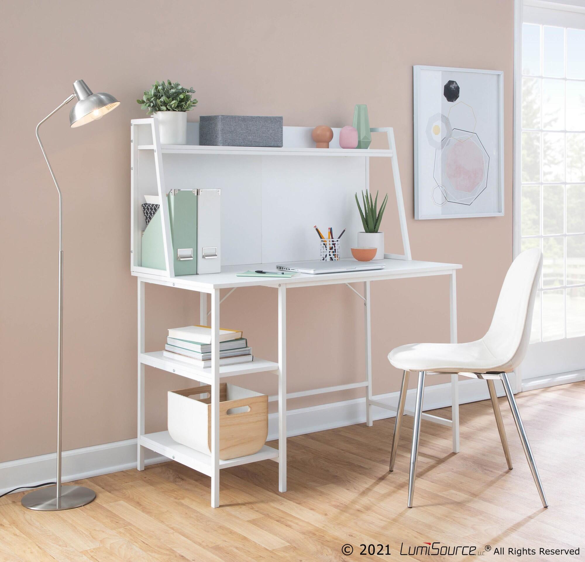 LumiSource Geo 47" Home Office Desk, White, large
