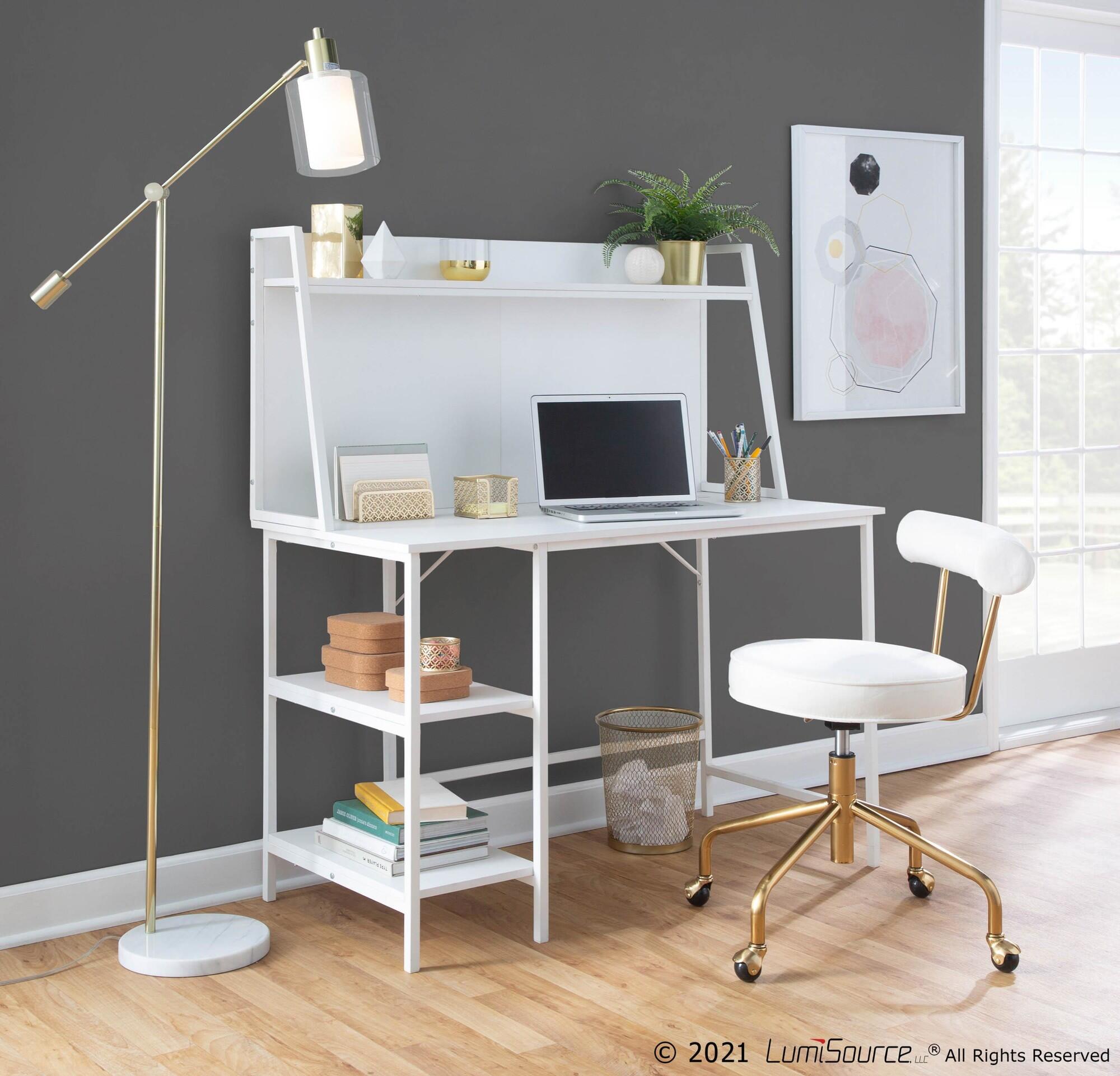 LumiSource Geo 47" Home Office Desk, White, large