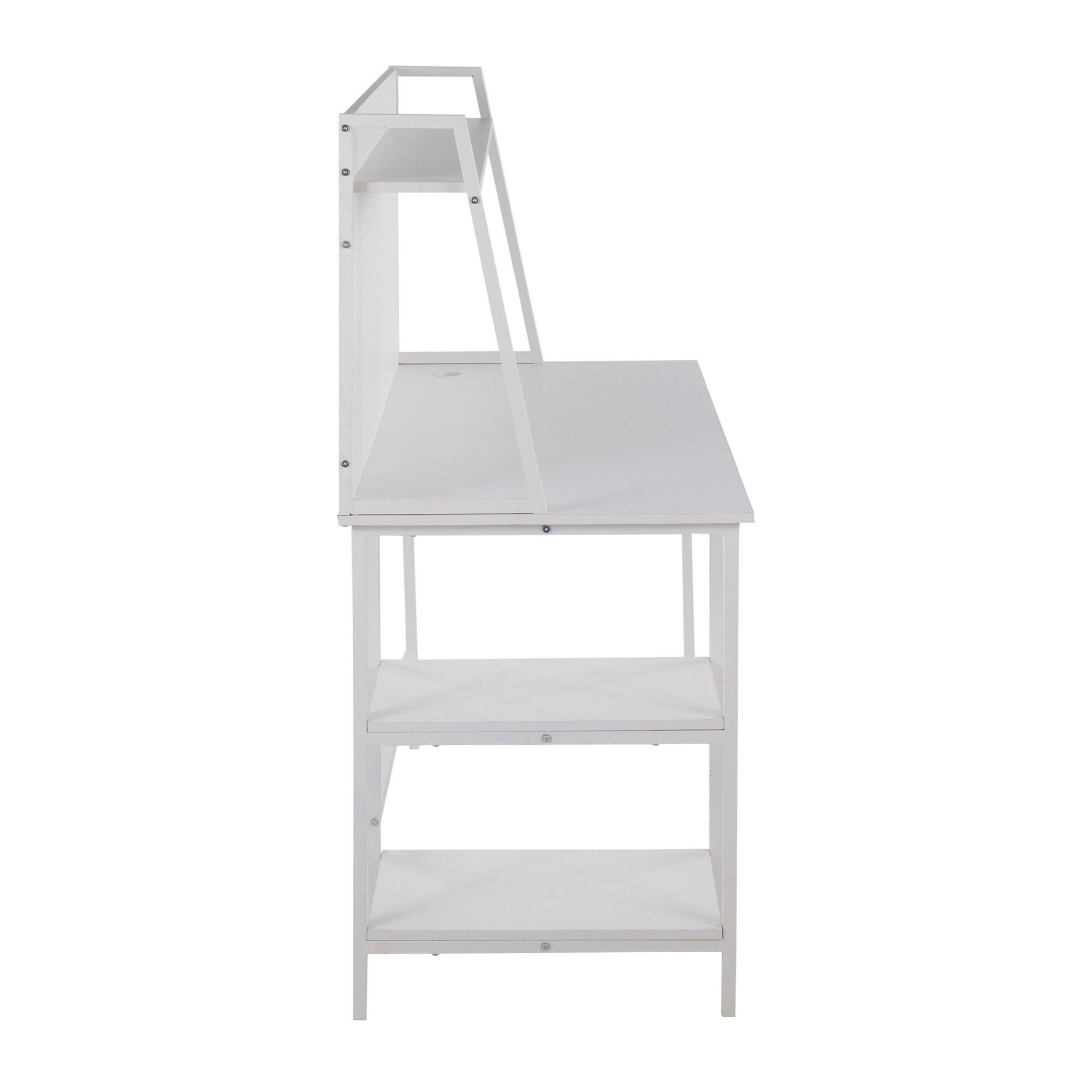 LumiSource Geo 47" Home Office Desk, White, large