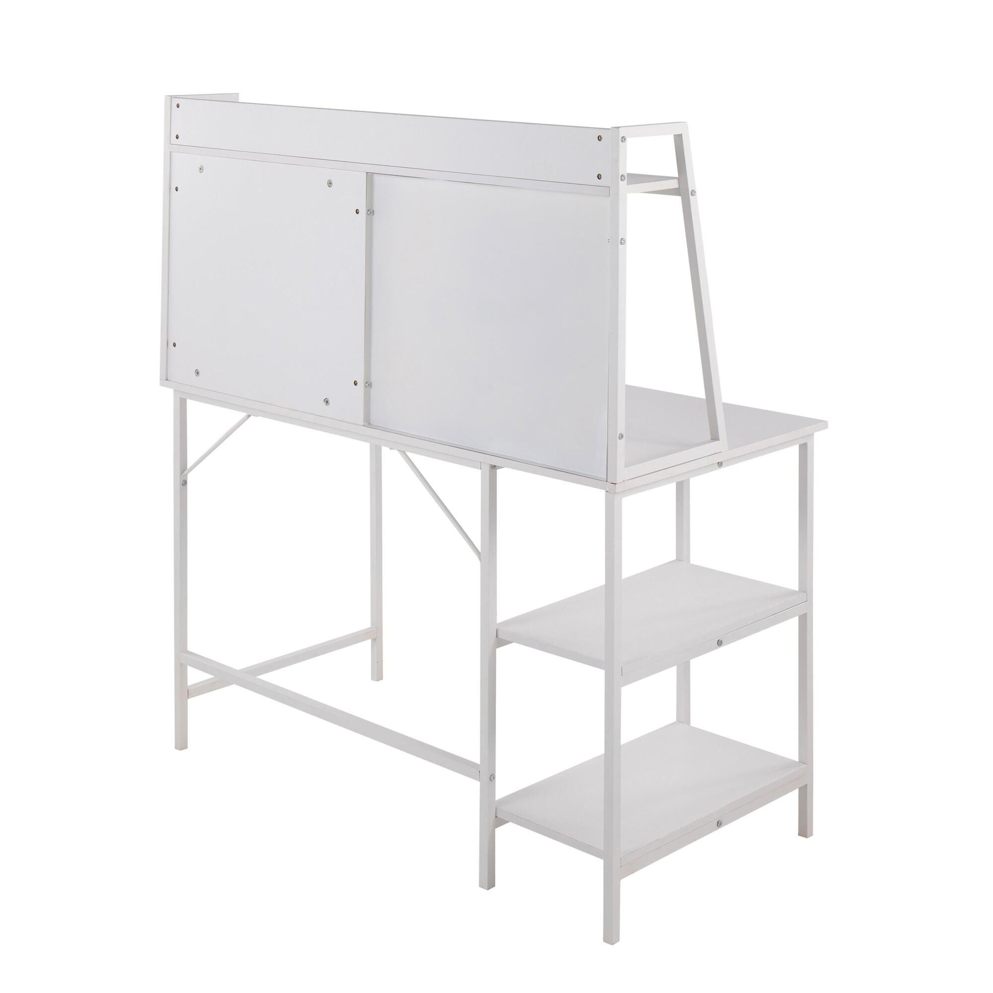LumiSource Geo 47" Home Office Desk, White, large