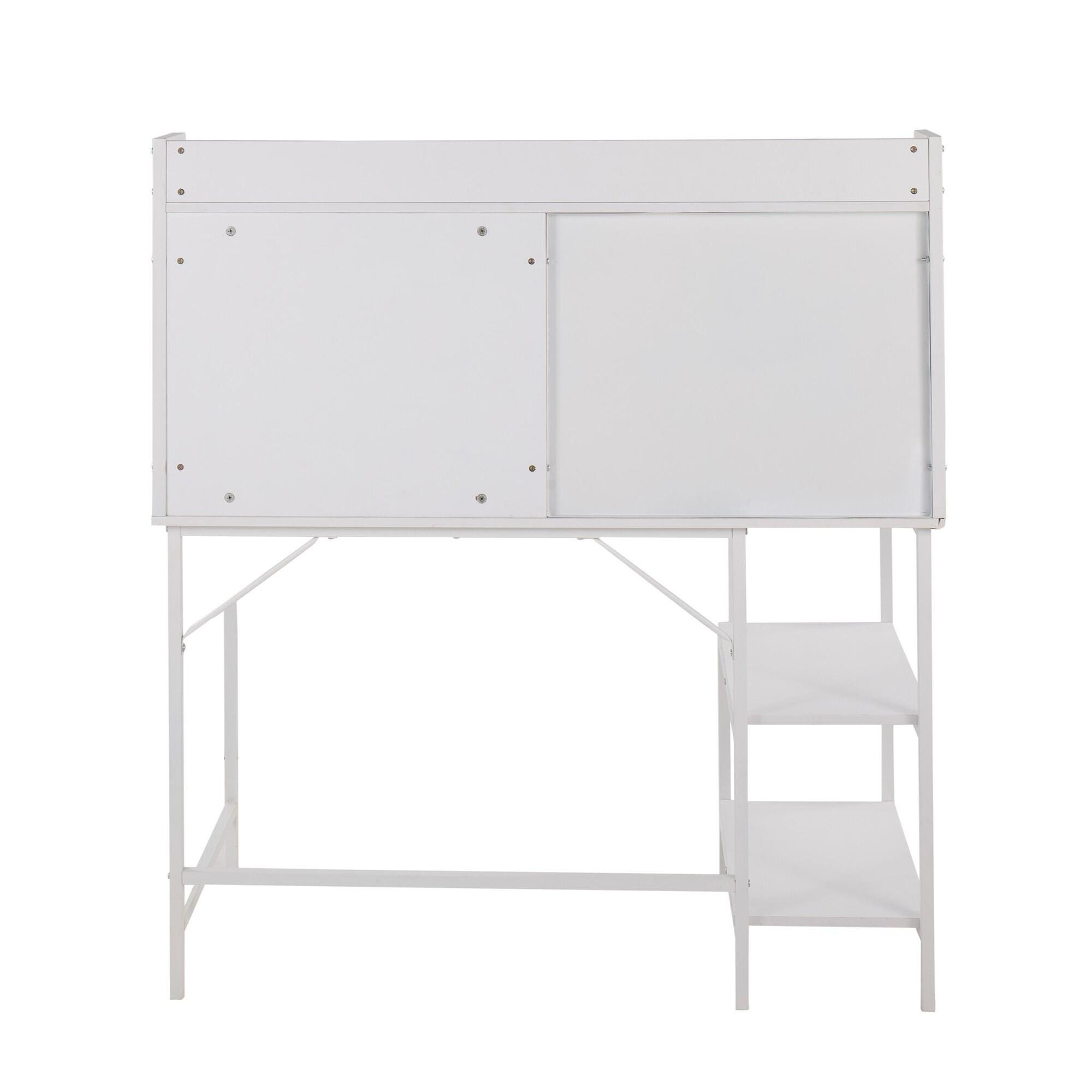 LumiSource Geo 47" Home Office Desk, White, large