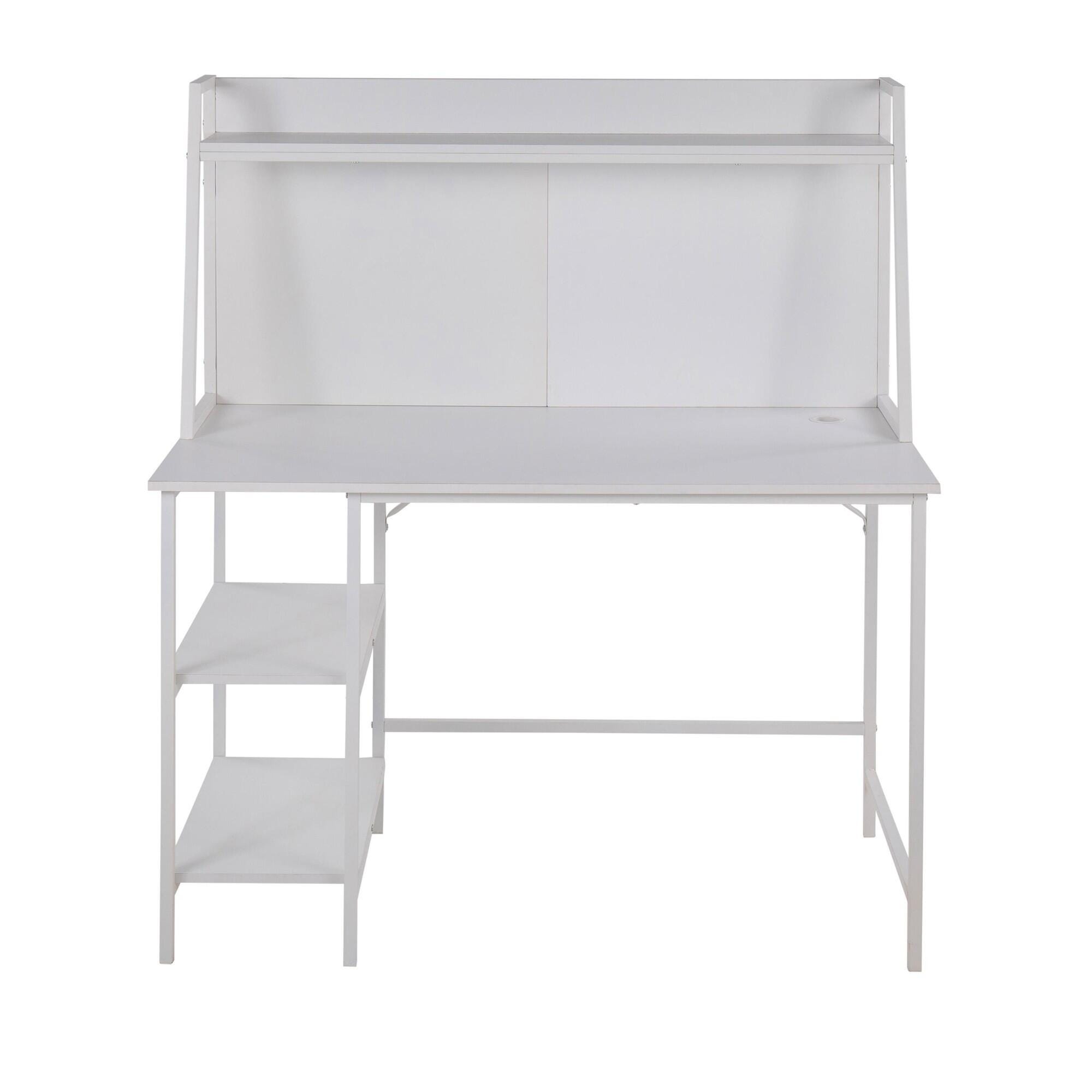 LumiSource Geo 47" Home Office Desk, White, large