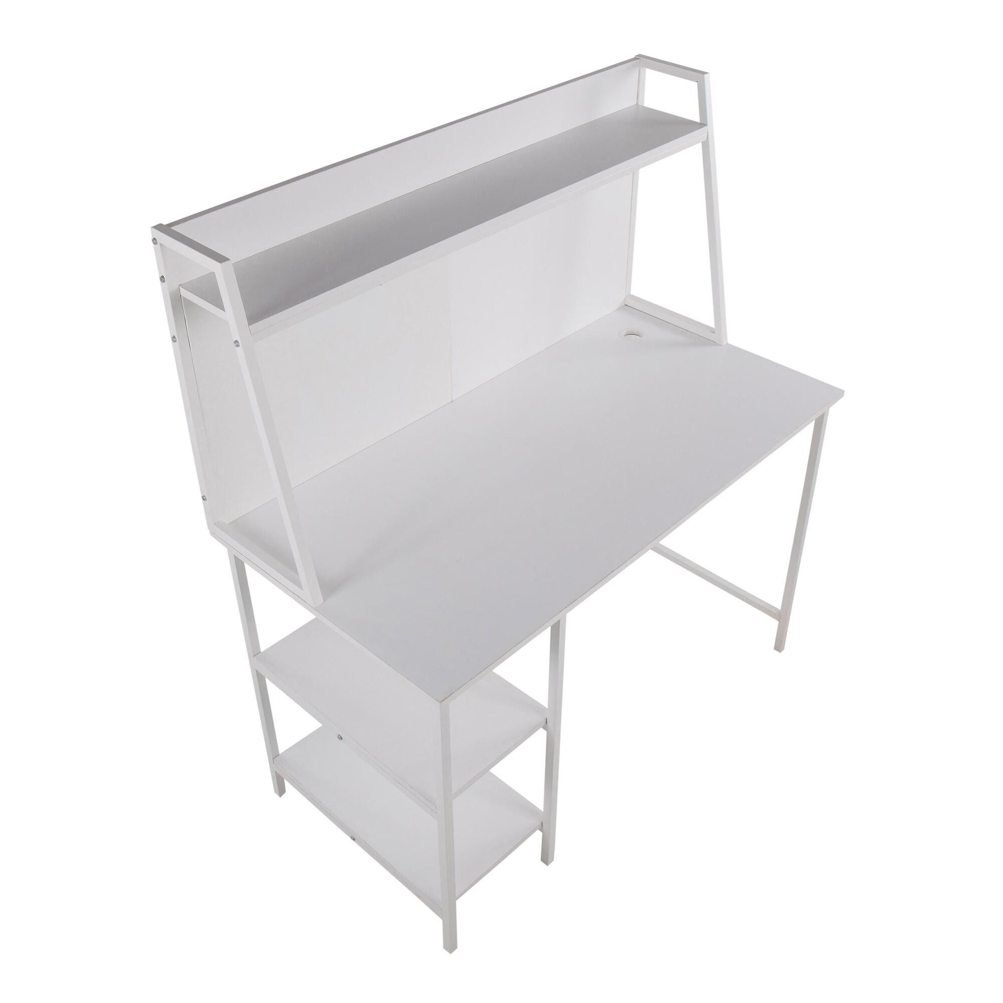 LumiSource Geo 47" Home Office Desk, White, large