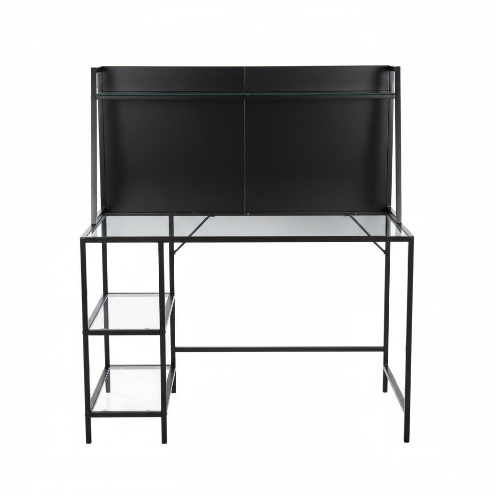 LumiSource Geo Solid 47" Home Office Desk, Black, large