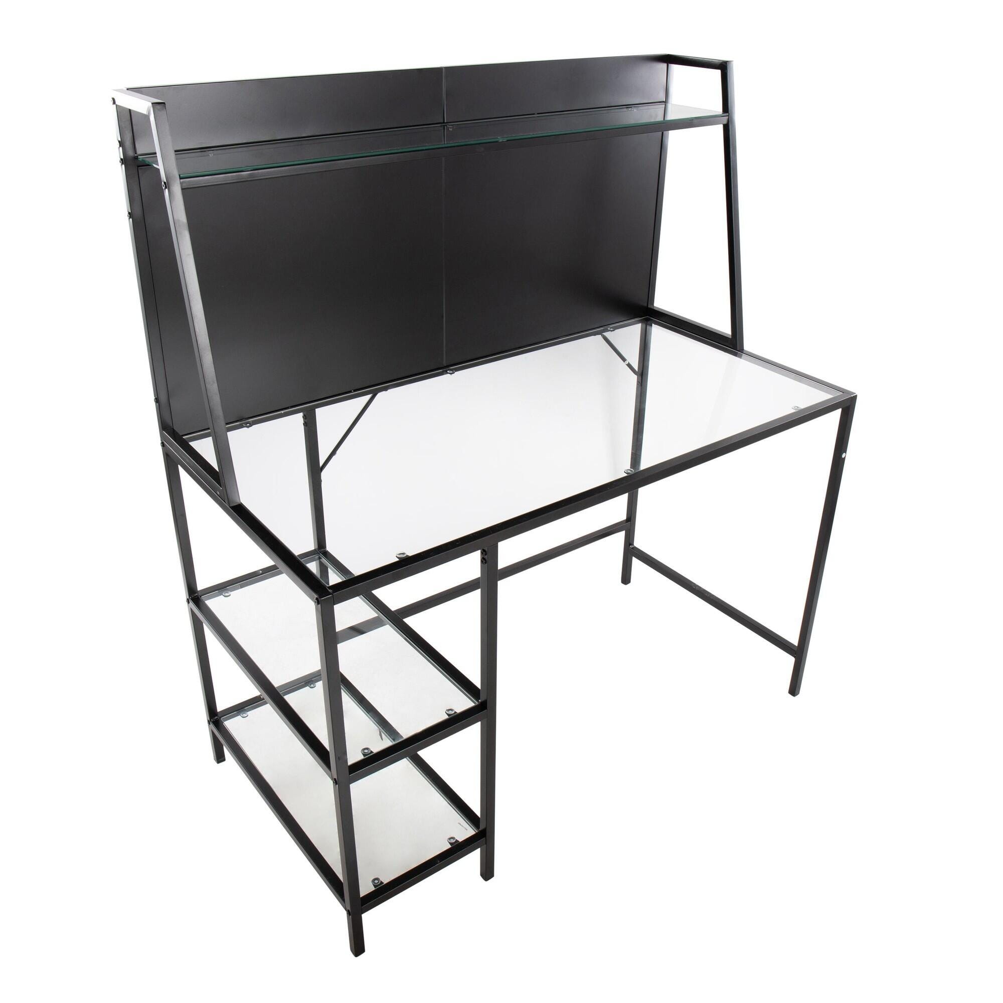 LumiSource Geo Solid 47" Home Office Desk, Black, large