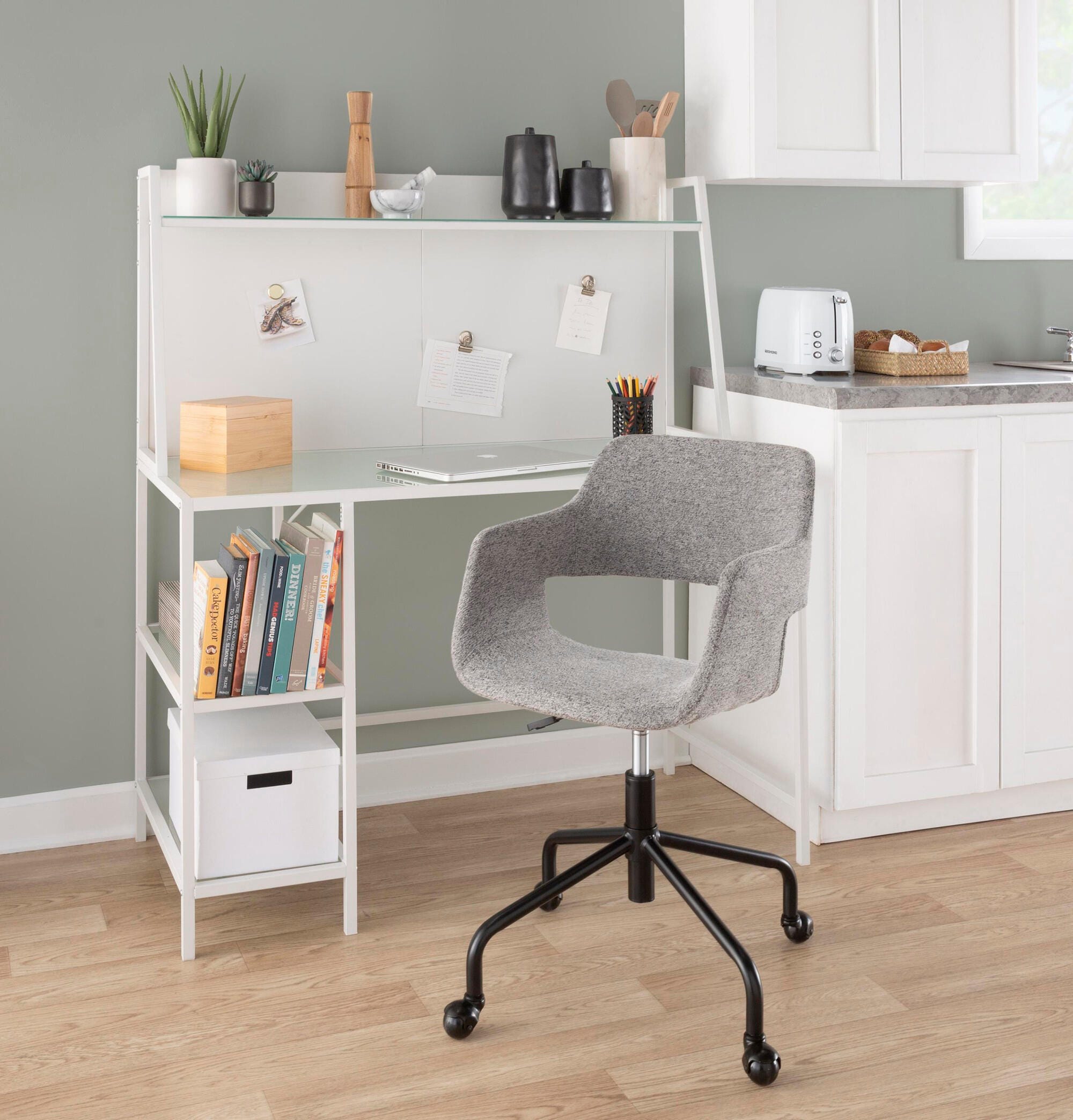 LumiSource Geo Solid 47" Home Office Desk, White, rollover