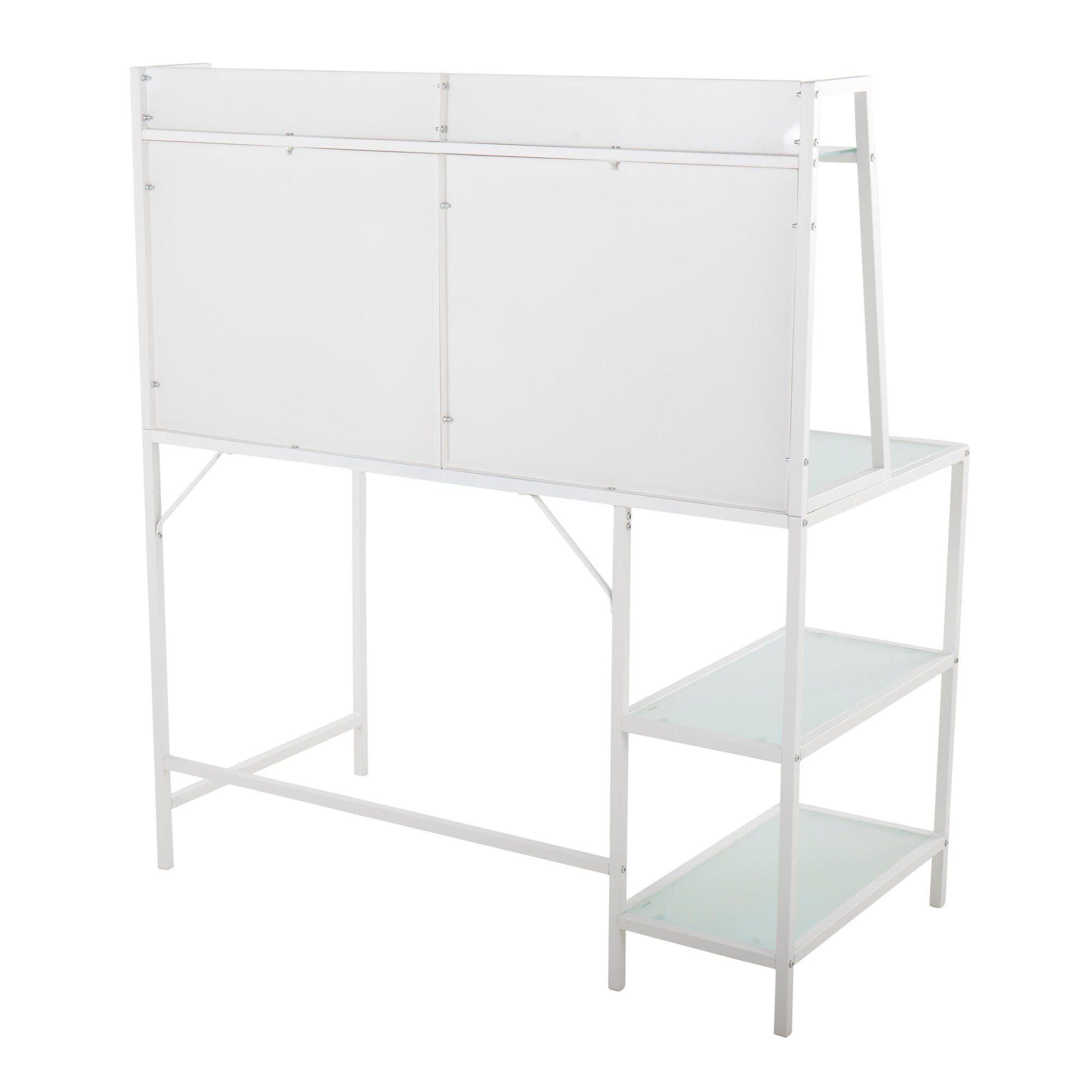 LumiSource Geo Solid 47" Home Office Desk, White, large