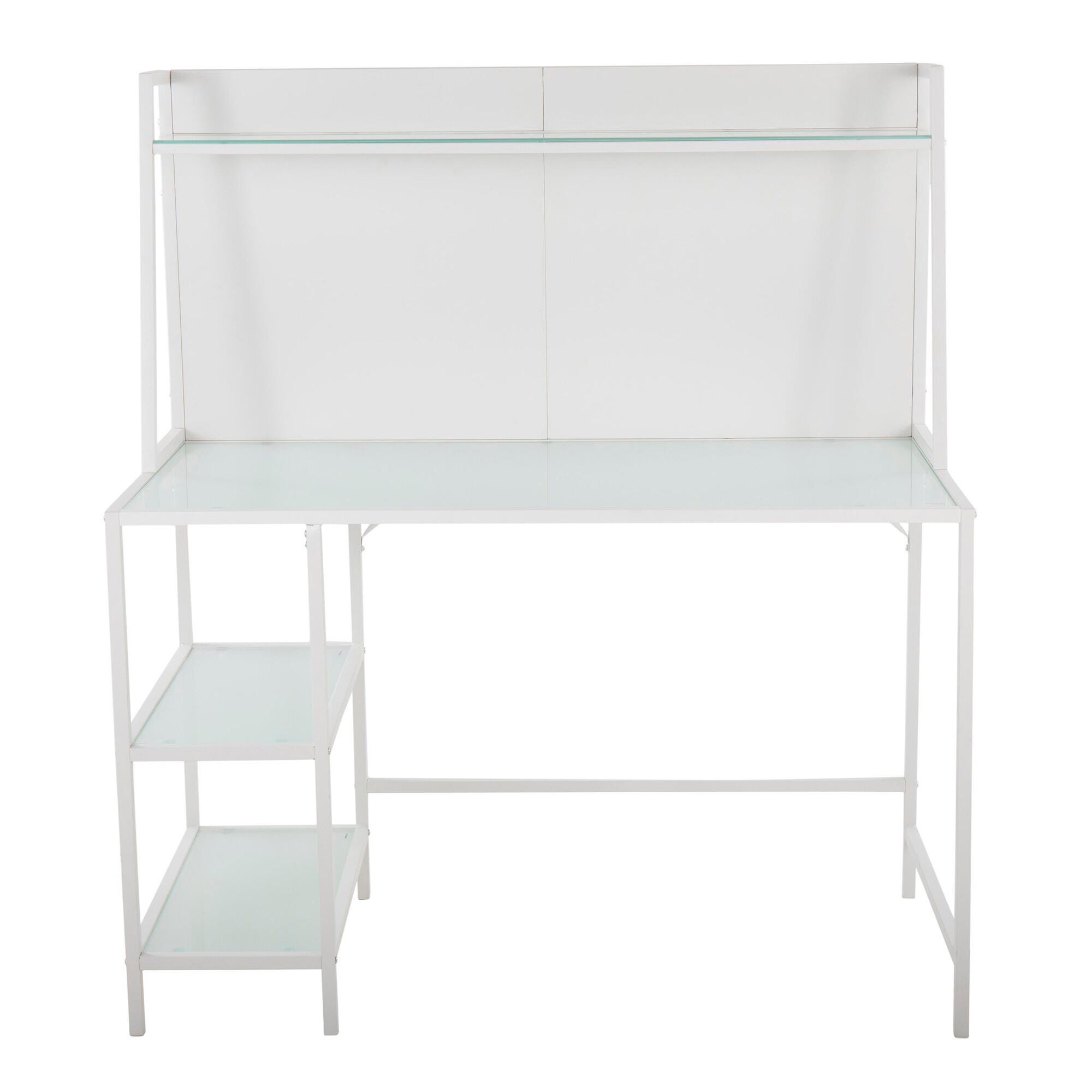 LumiSource Geo Solid 47" Home Office Desk, White, large