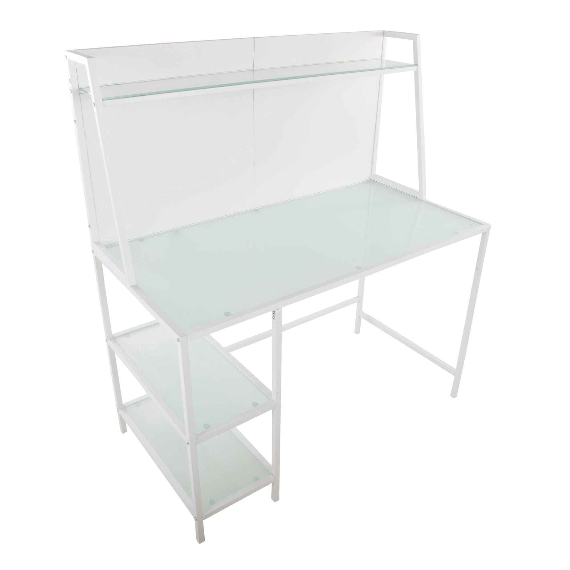 LumiSource Geo Solid 47" Home Office Desk, White, large