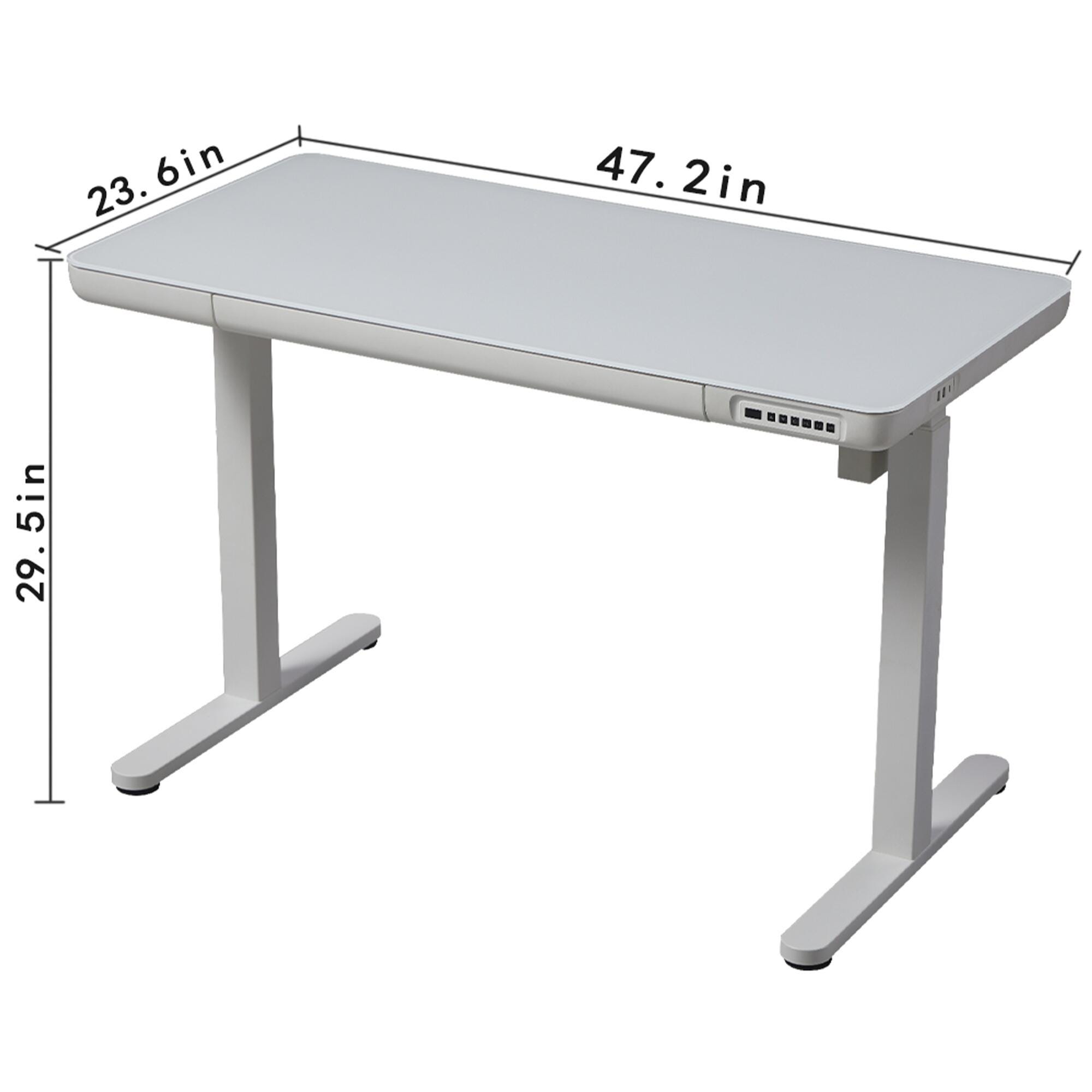 KOWO 47" Sleek Adjustable Standing Desk, White, large