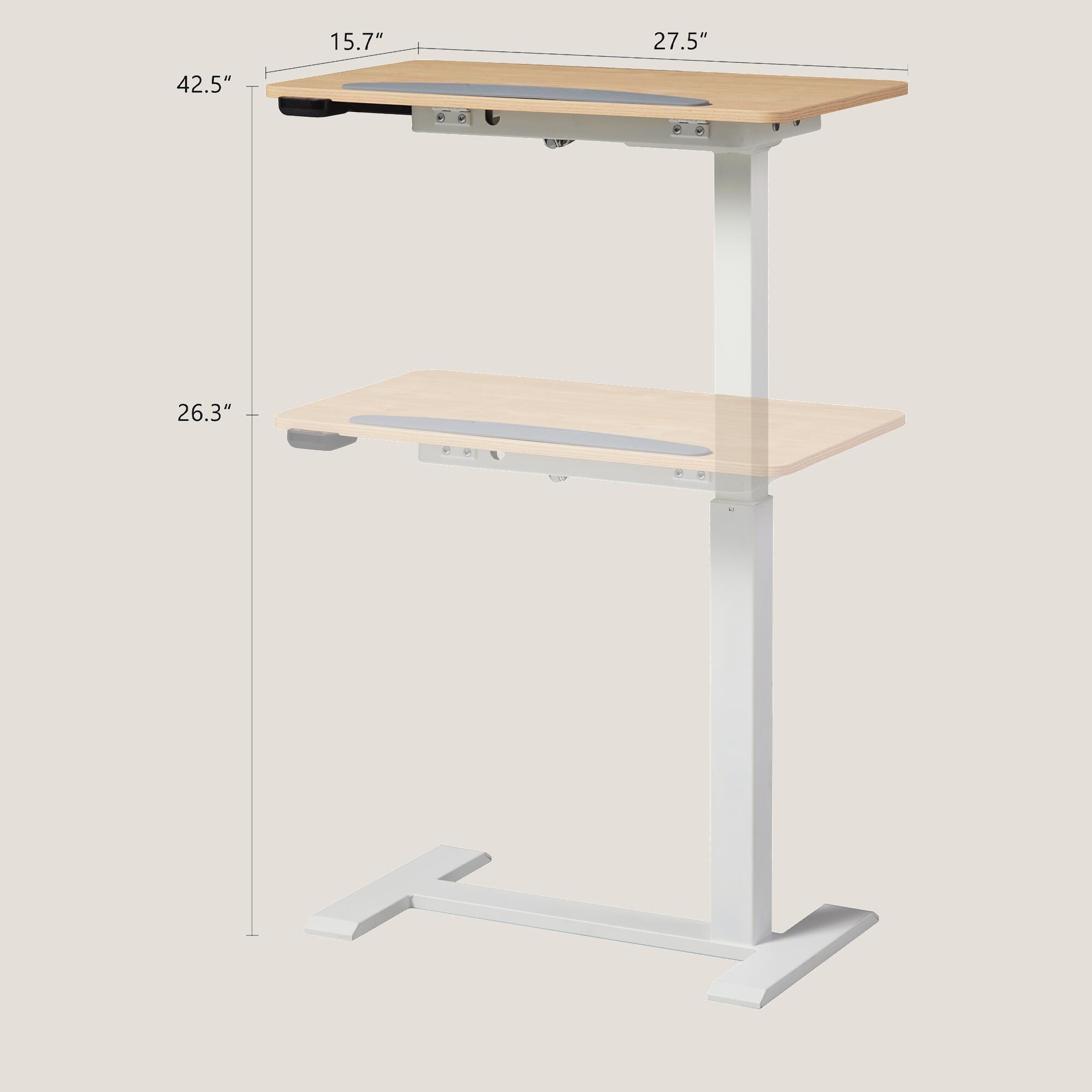 KOWO 28" Minimalist Adjustable Standing Desk, Natural/White, large