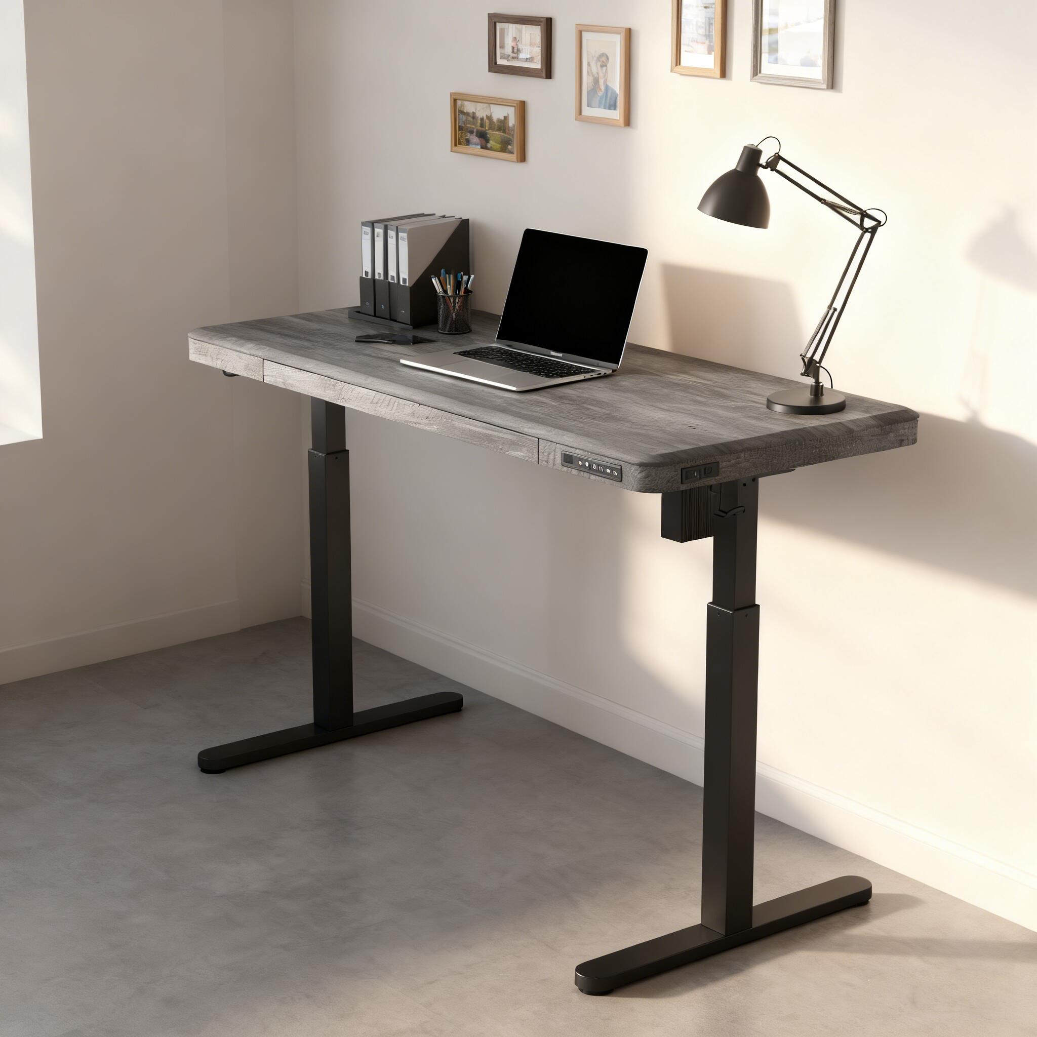 KOWO 48" Electric Adjustable Standing Desk, Charcoal Gray/Black, large