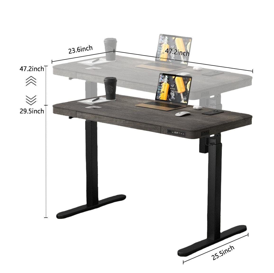 KOWO 48" Electric Adjustable Standing Desk, Charcoal Gray/Black, large