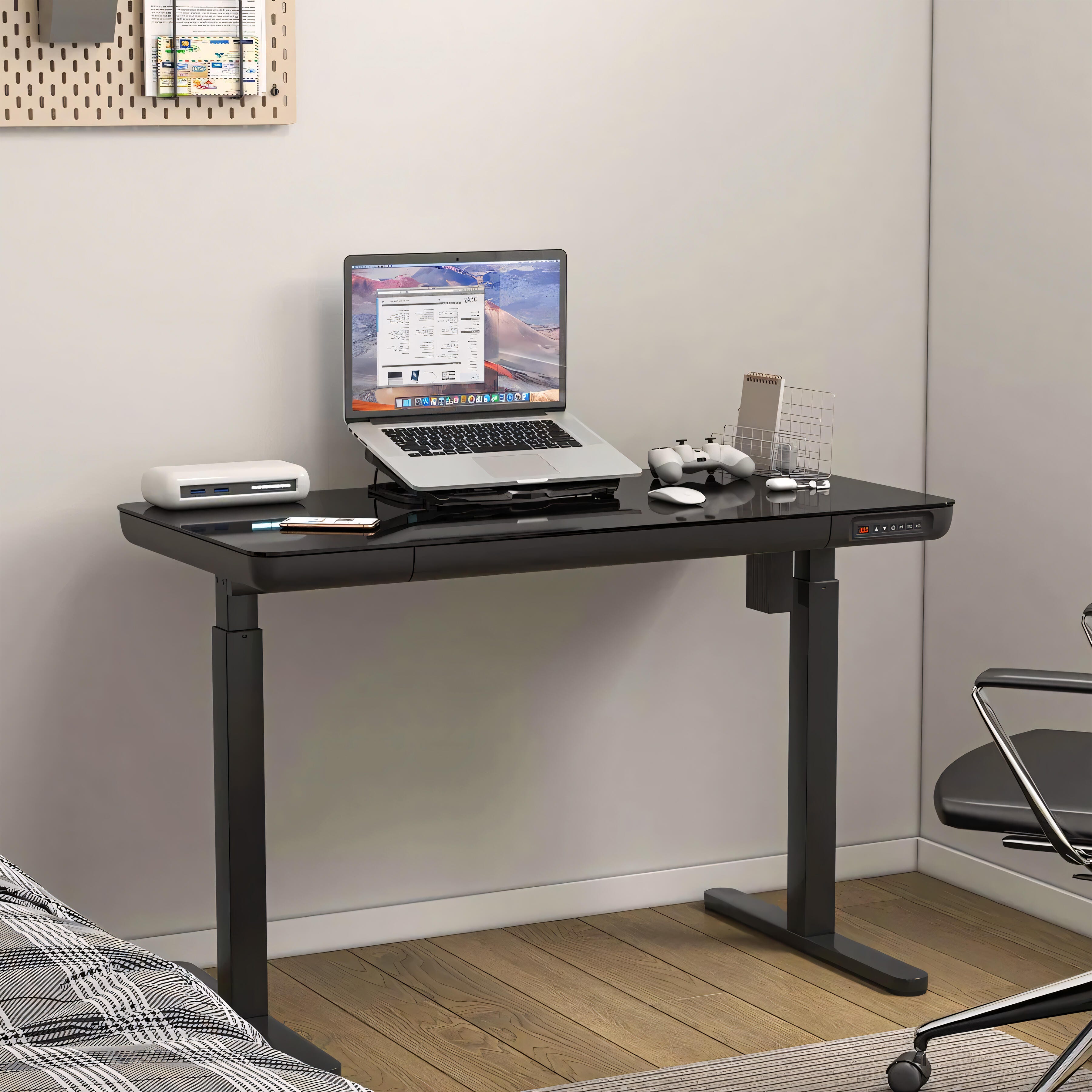 KOWO 47" Sleek Adjustable Standing Desk, Black, large