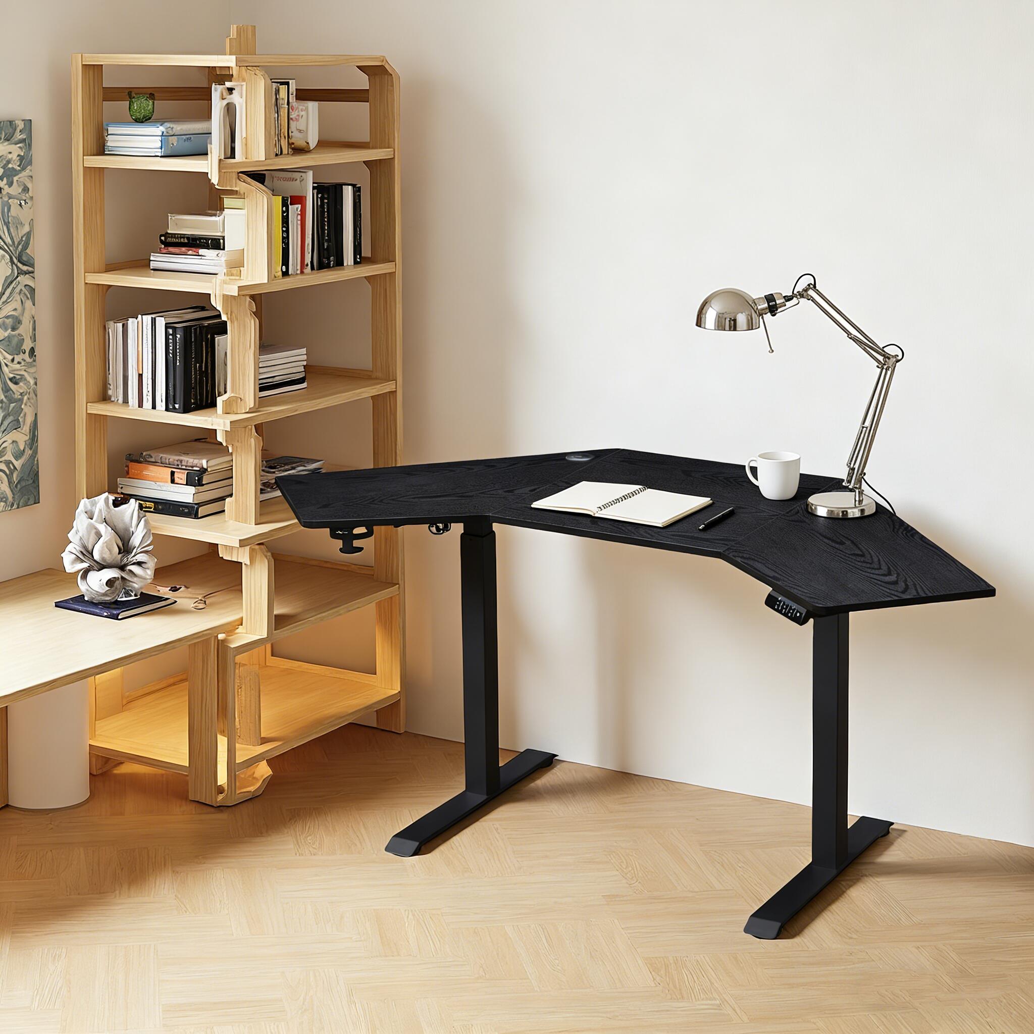 KOWO 67" Adjustable Standing Desk, Black, large