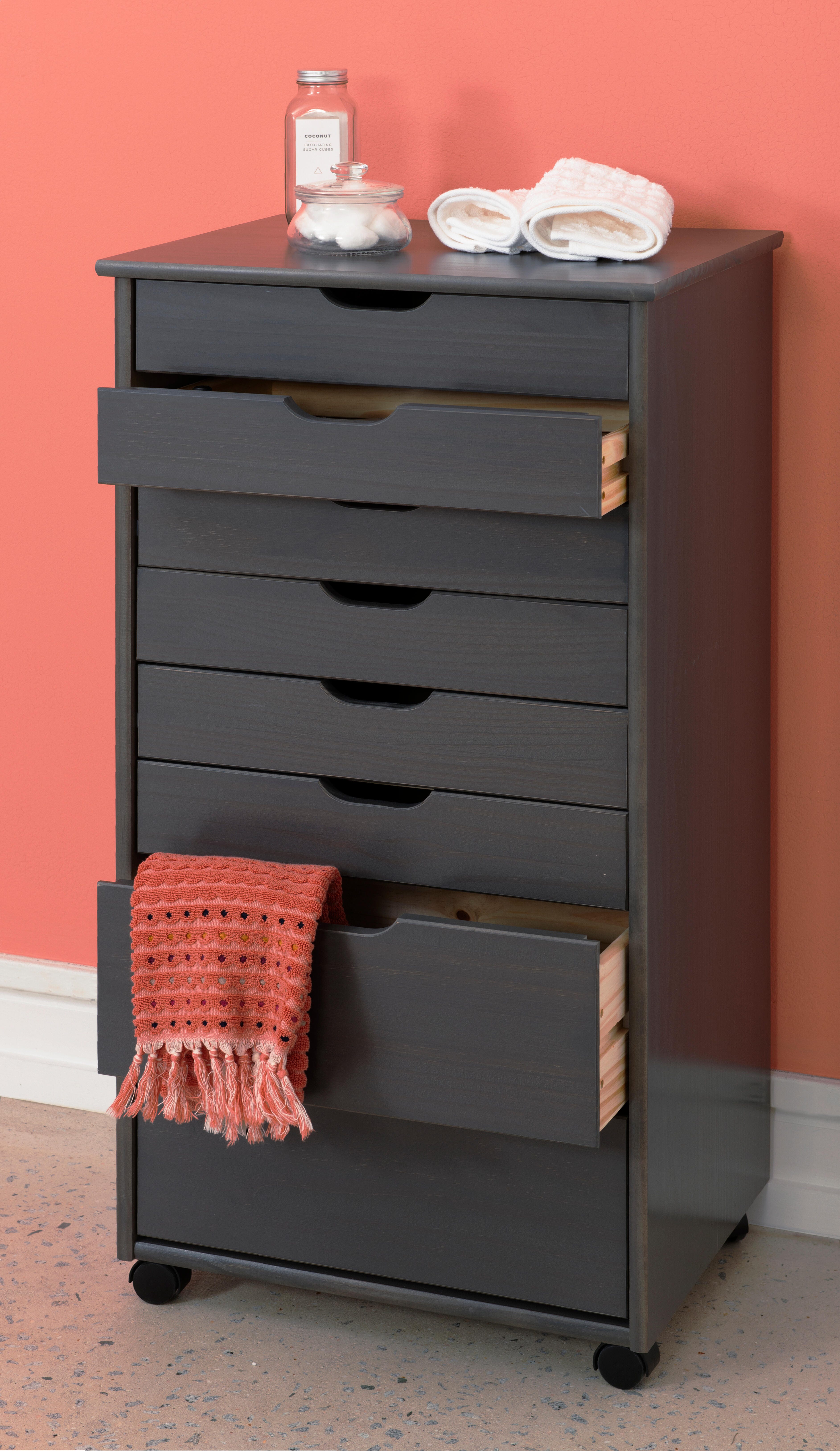 Linon Rudy 8 Drawer Storage Cabinet, Gray, rollover