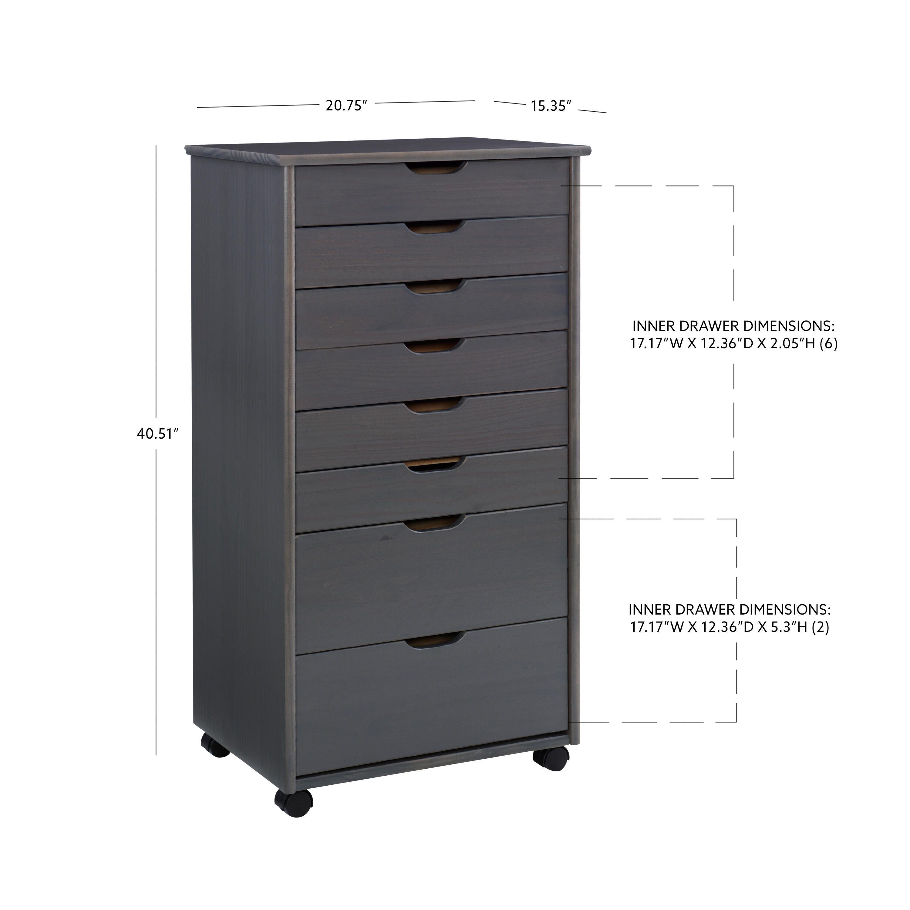 Linon Rudy 8 Drawer Storage Cabinet, Gray, large