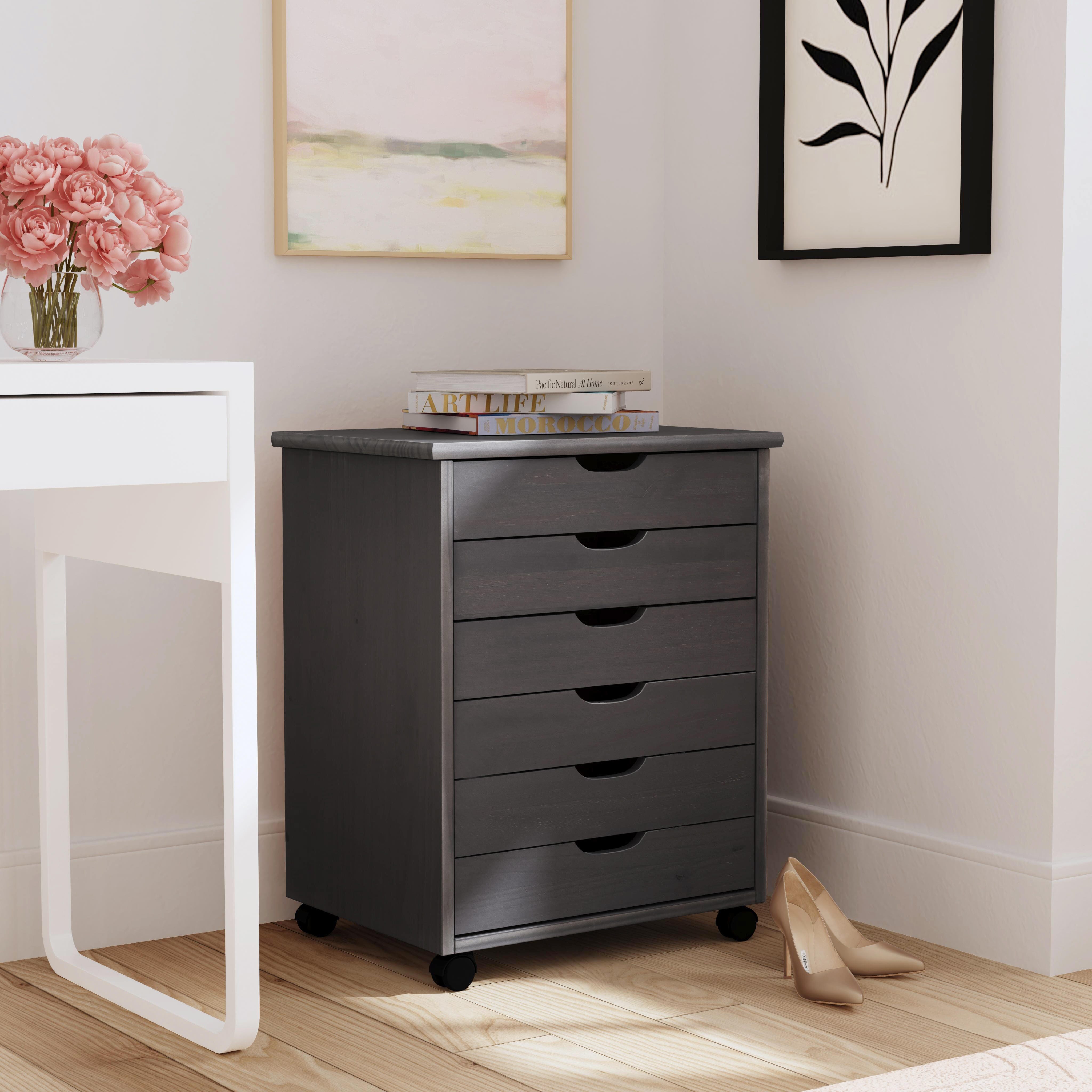 Linon Rudy 6 Drawer Storage Cabinet, Gray, large