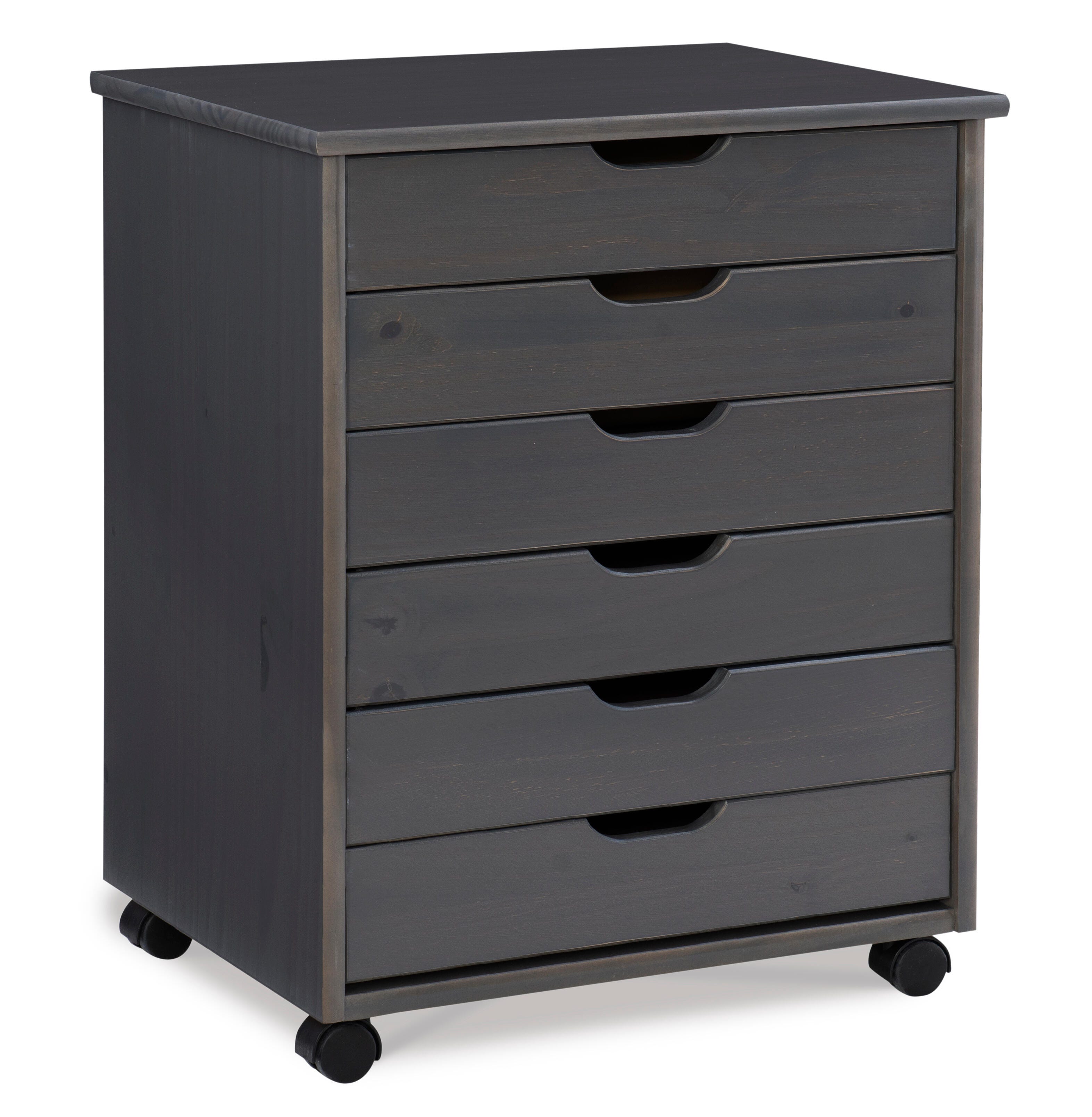 Linon Rudy 6 Drawer Storage Cabinet, Gray, large