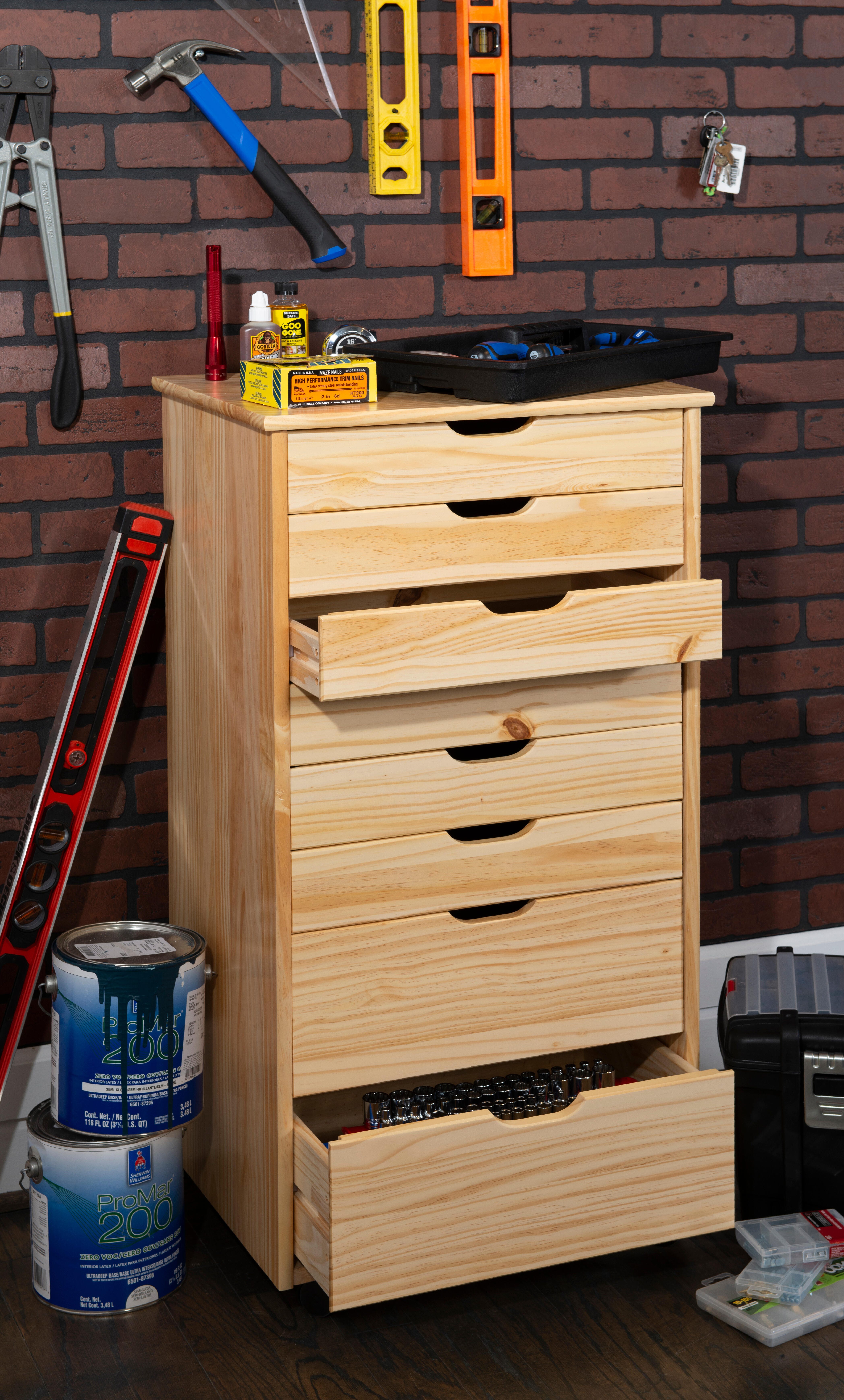 Linon Rudy 8 Drawer Storage Cabinet, Natural, large