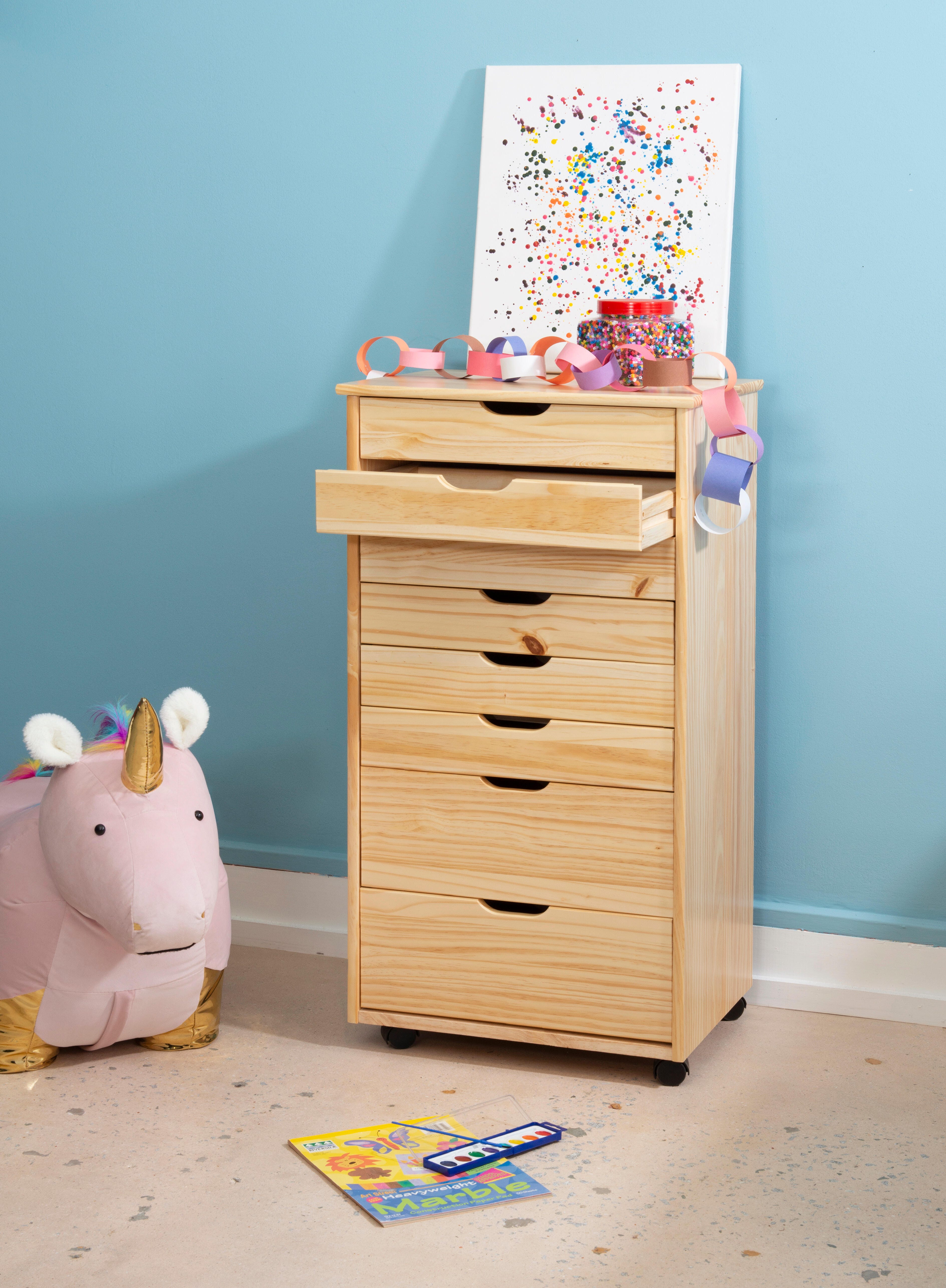 Linon Rudy 8 Drawer Storage Cabinet, Natural, large