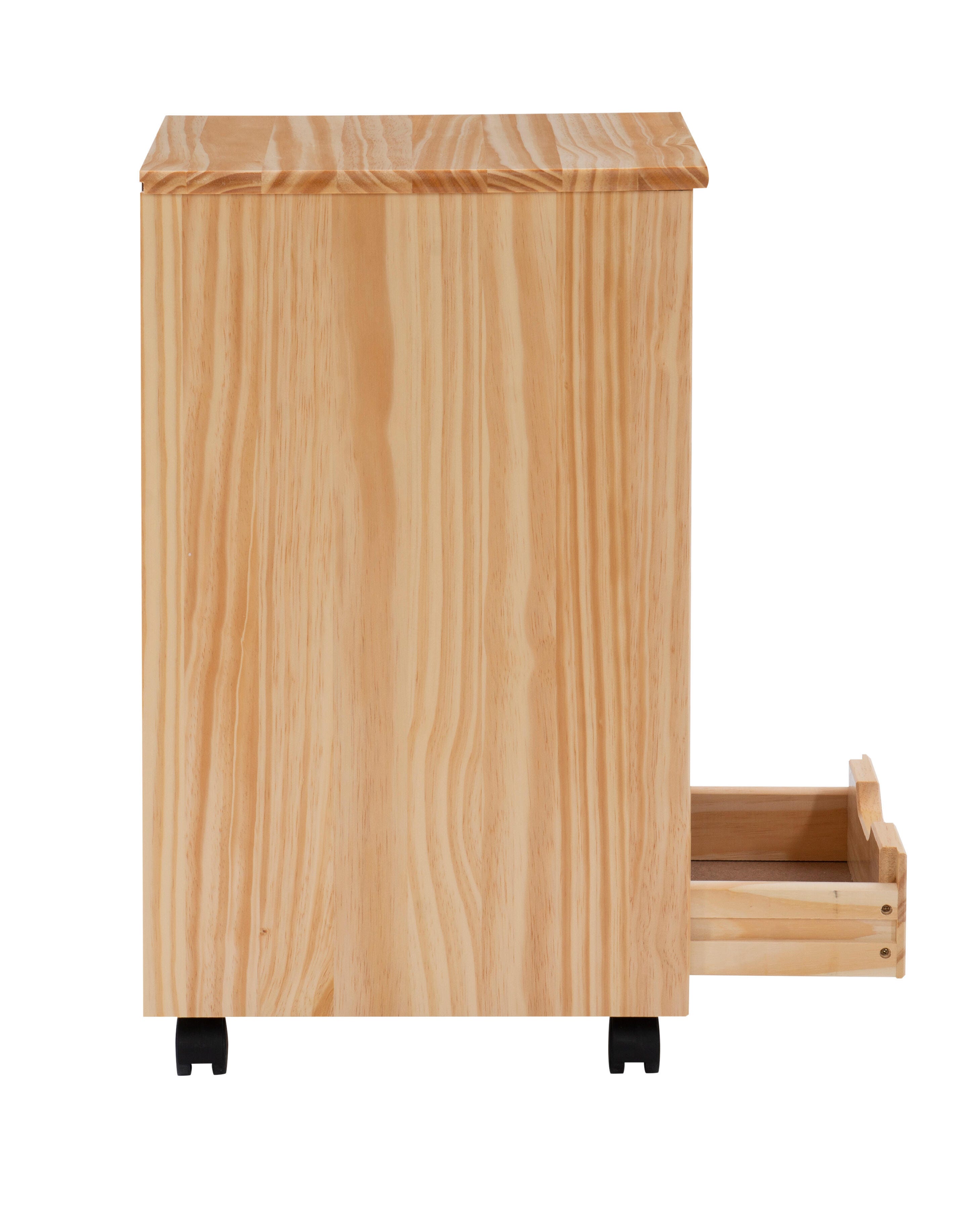 Linon Rudy Solid 6 Drawer Rolling Storage Cabinet, Natural, large