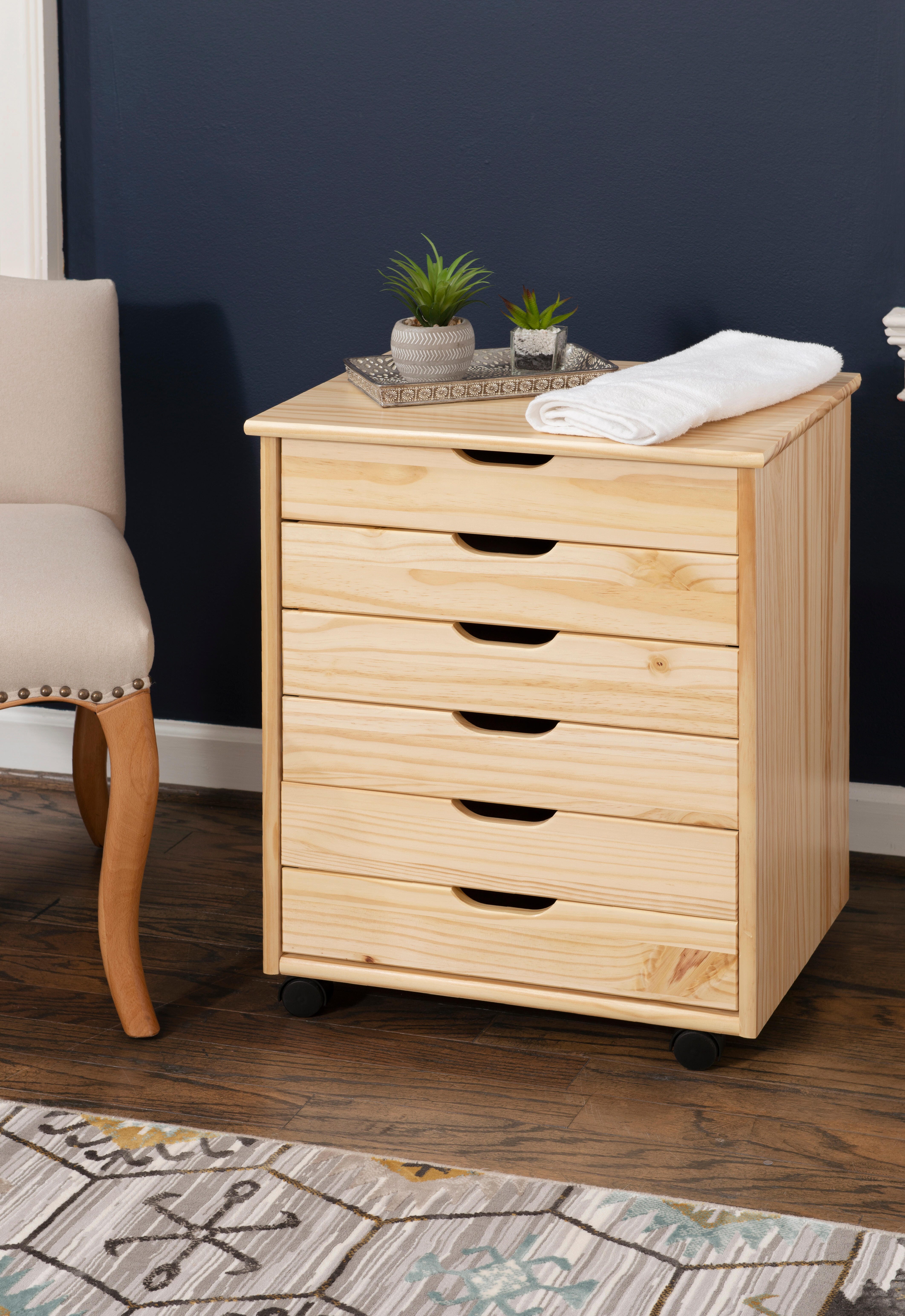 Linon Rudy 6 Drawer Storage Cabinet, Natural, rollover