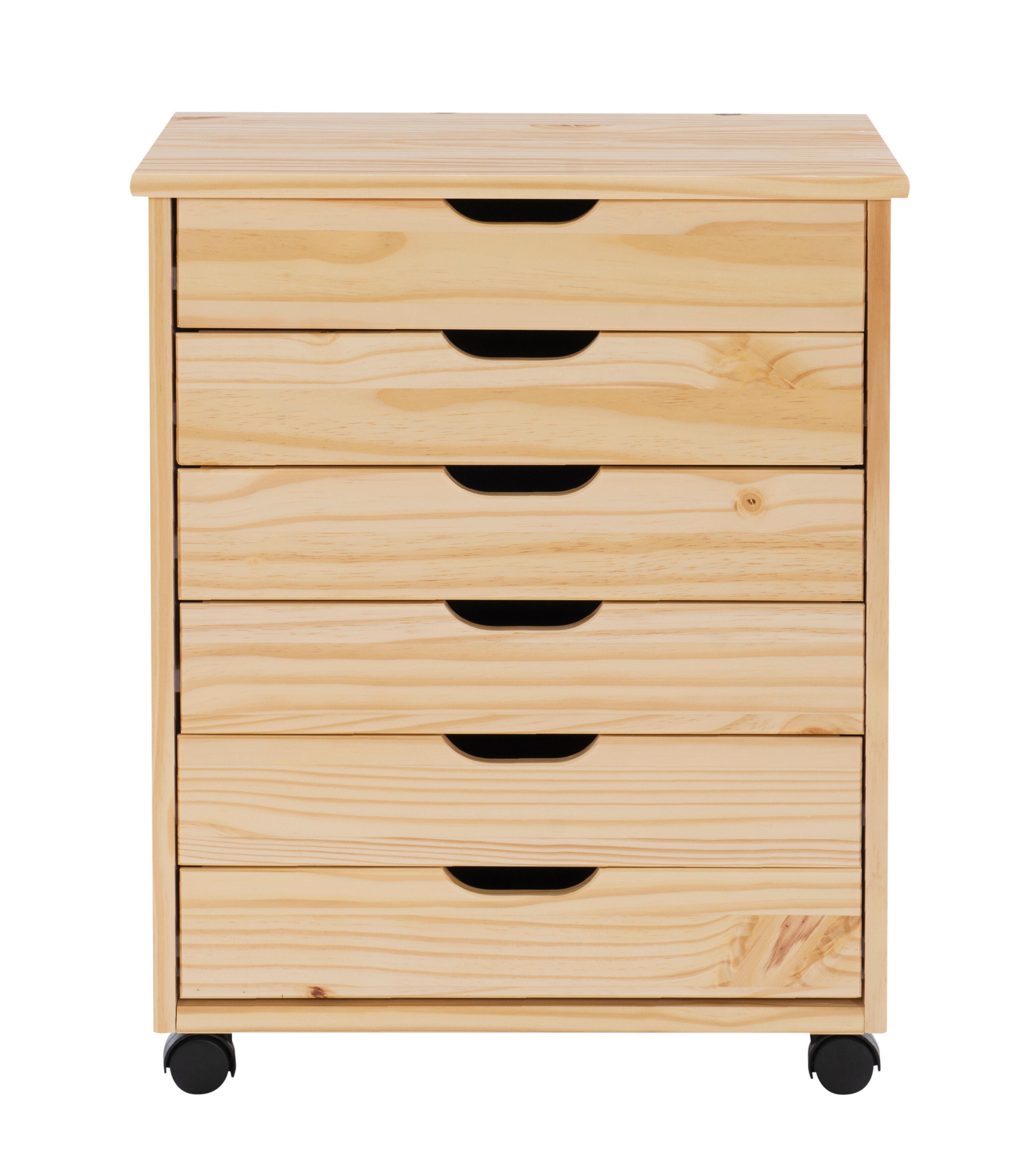 Linon Rudy 6 Drawer Storage Cabinet, Natural, large