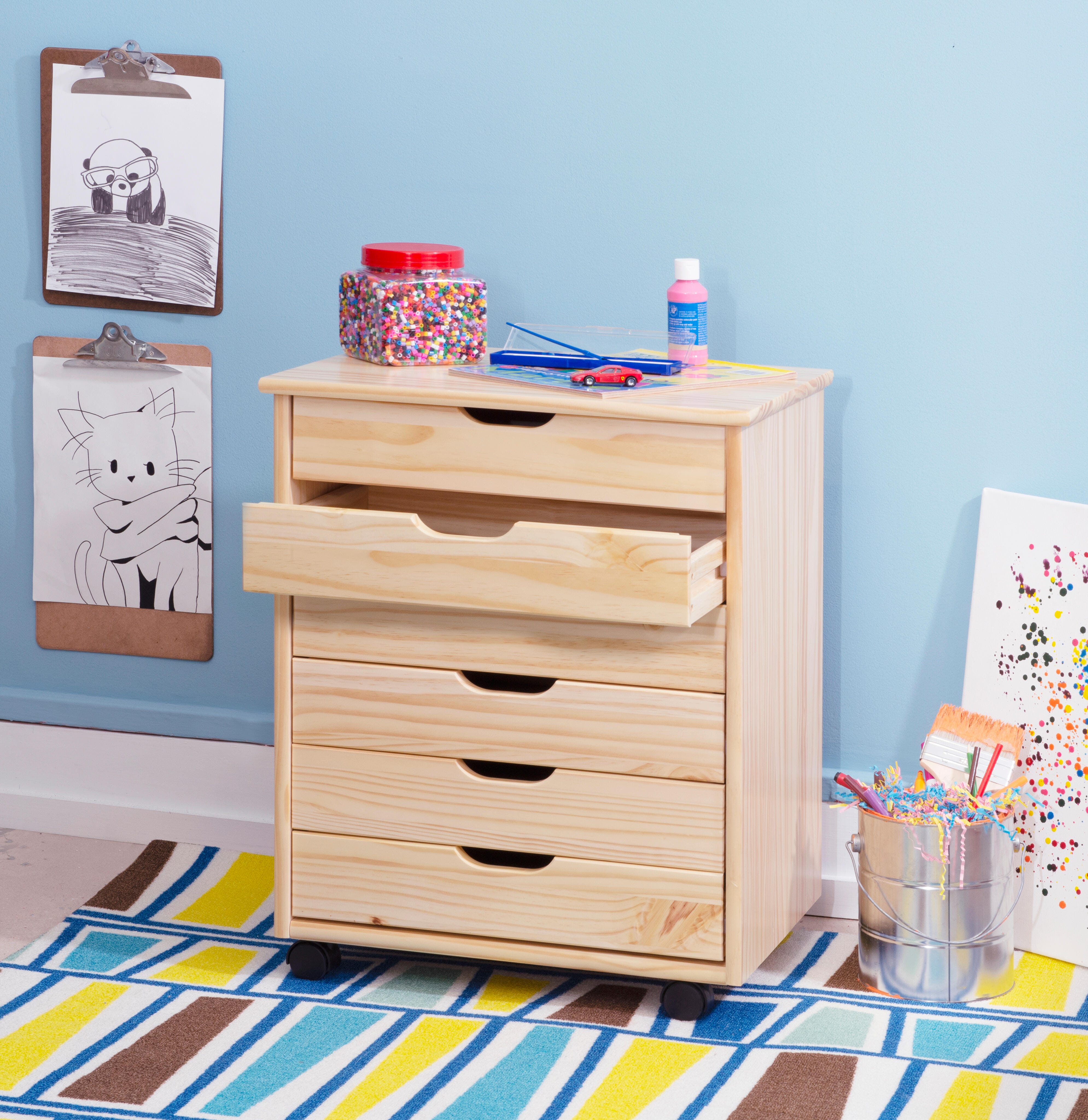 Linon Rudy 6 Drawer Storage Cabinet, Natural, large