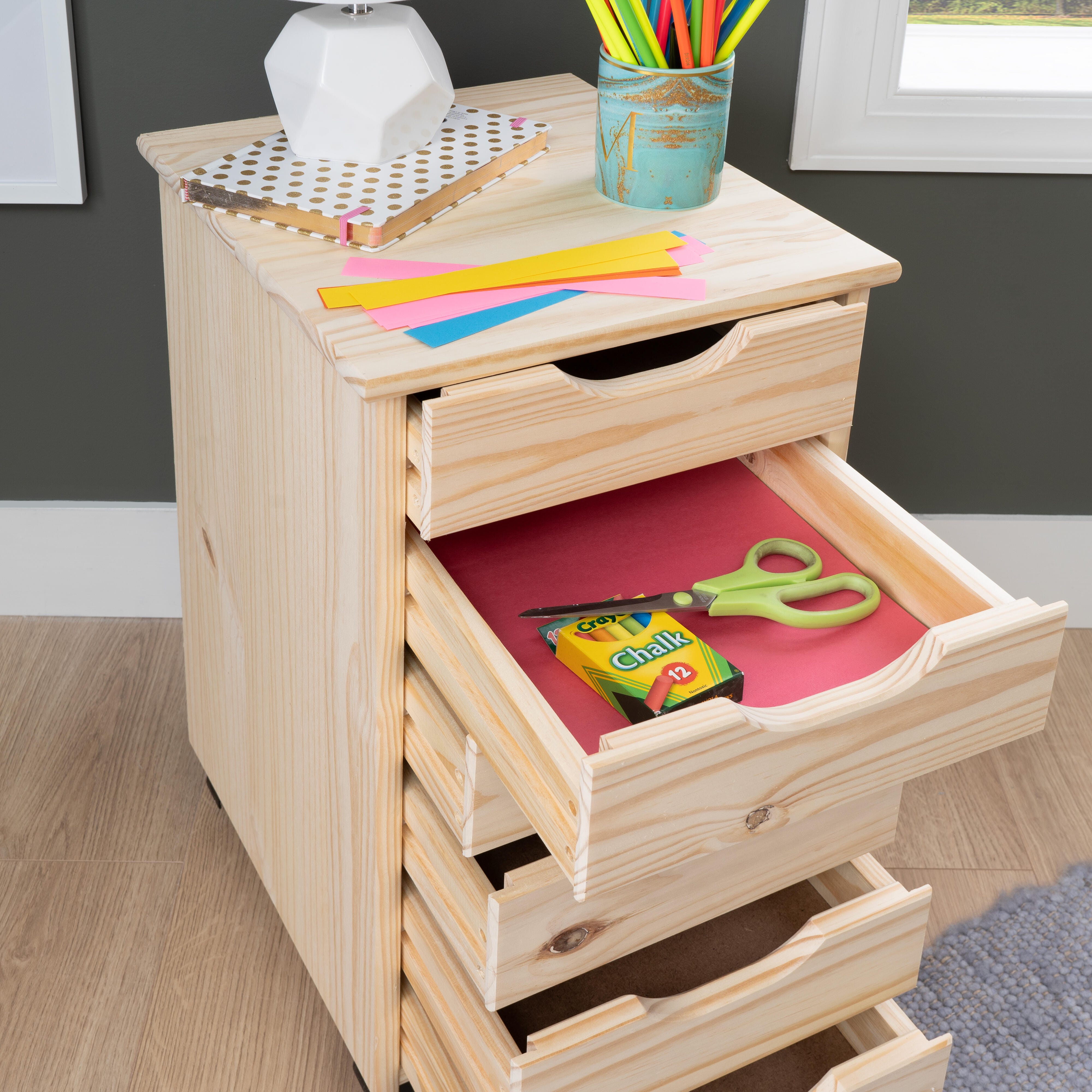 Linon Rudy 6 Drawer Storage Rolling Cabinet, , large