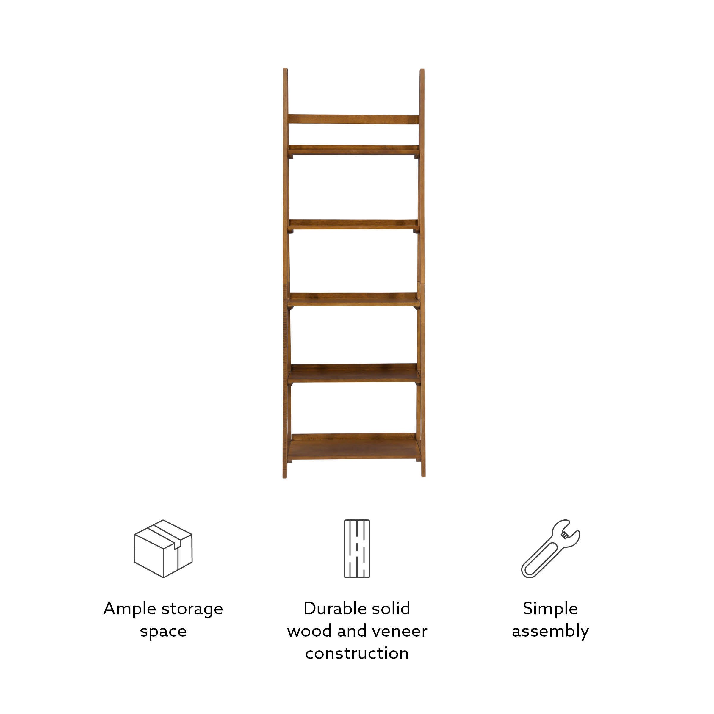 Linon Farren 72" Ladder Bookcase, , large
