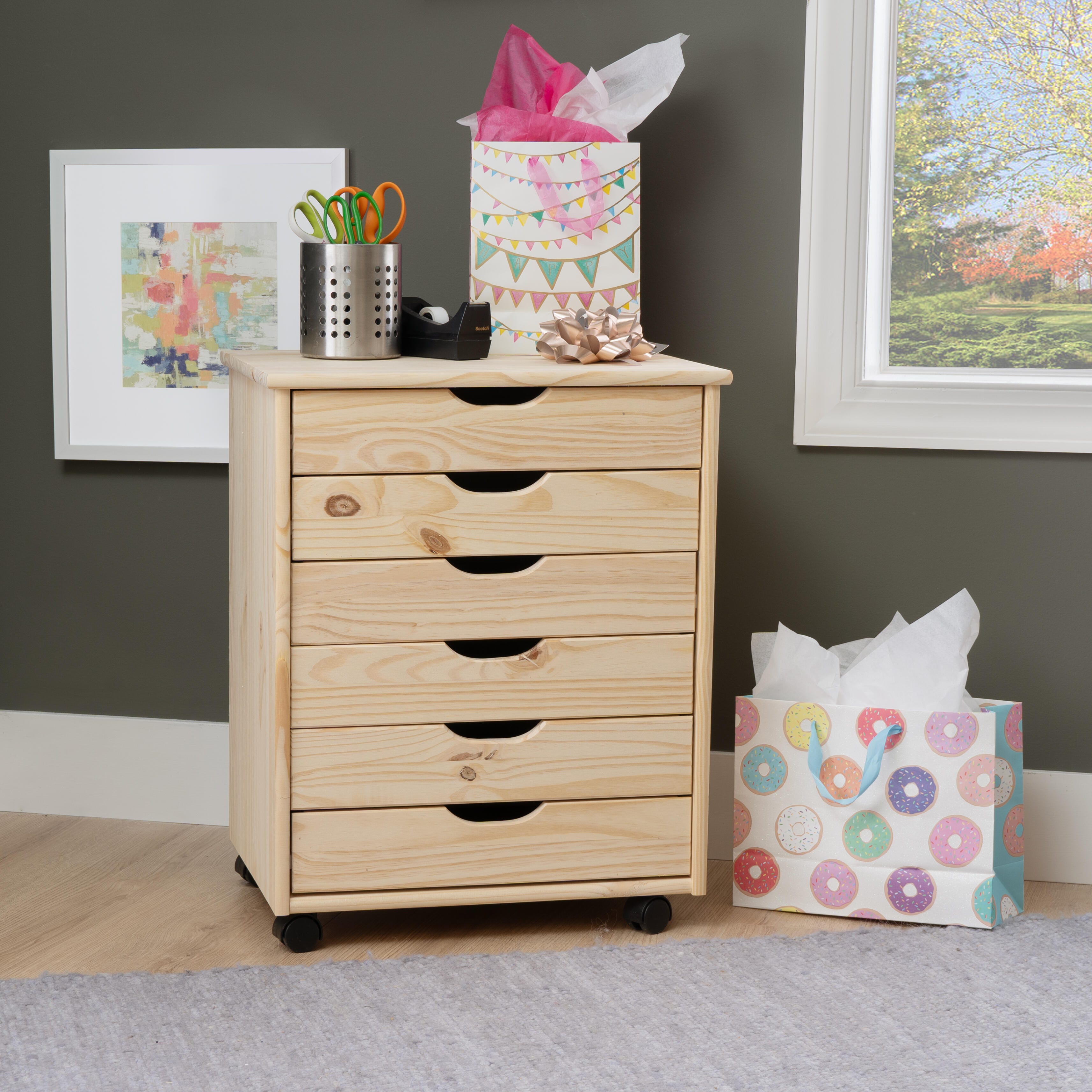 Linon Rudy Solid 6 Drawer Storage Cabinet, , rollover