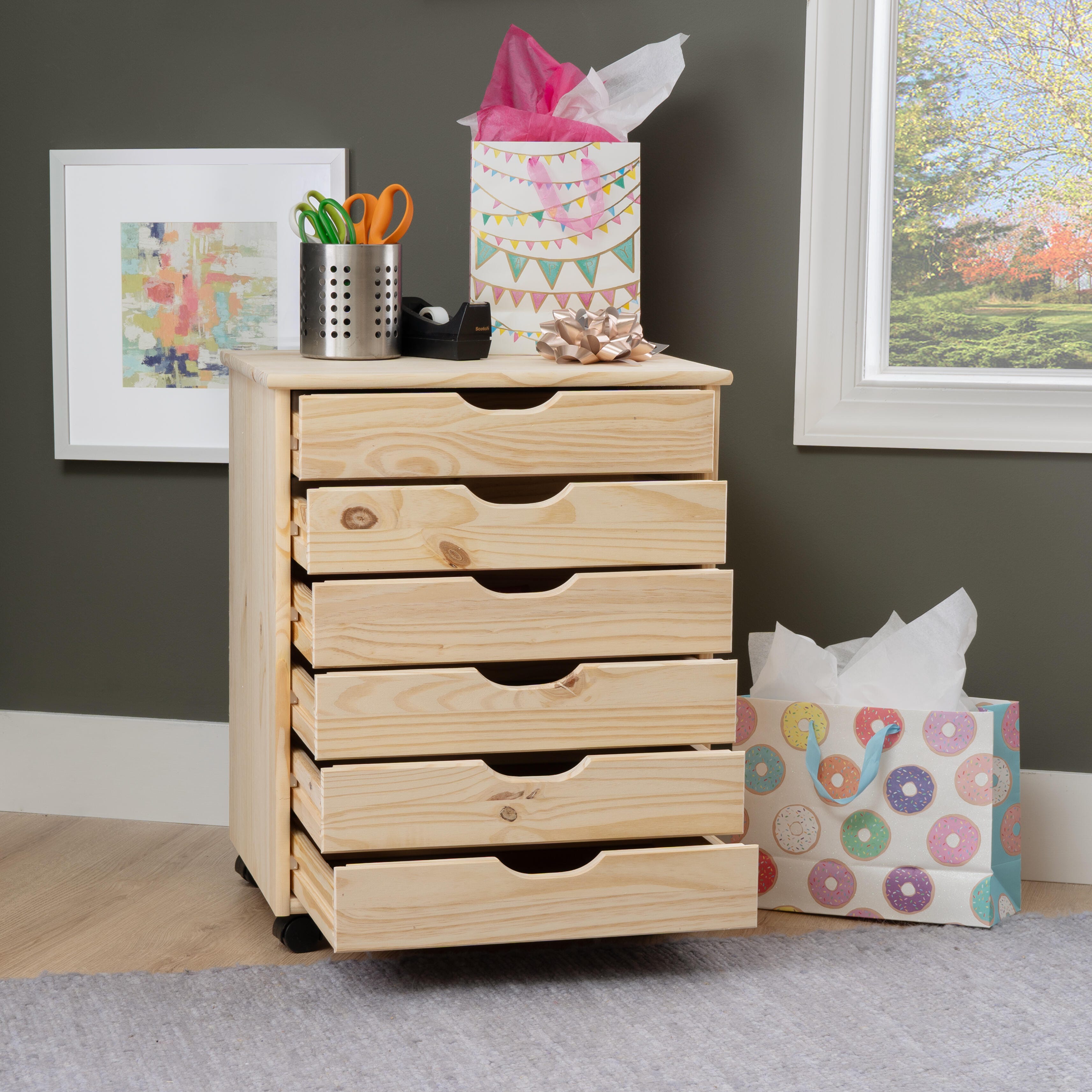 Linon Rudy Solid 6 Drawer Storage Cabinet, , large