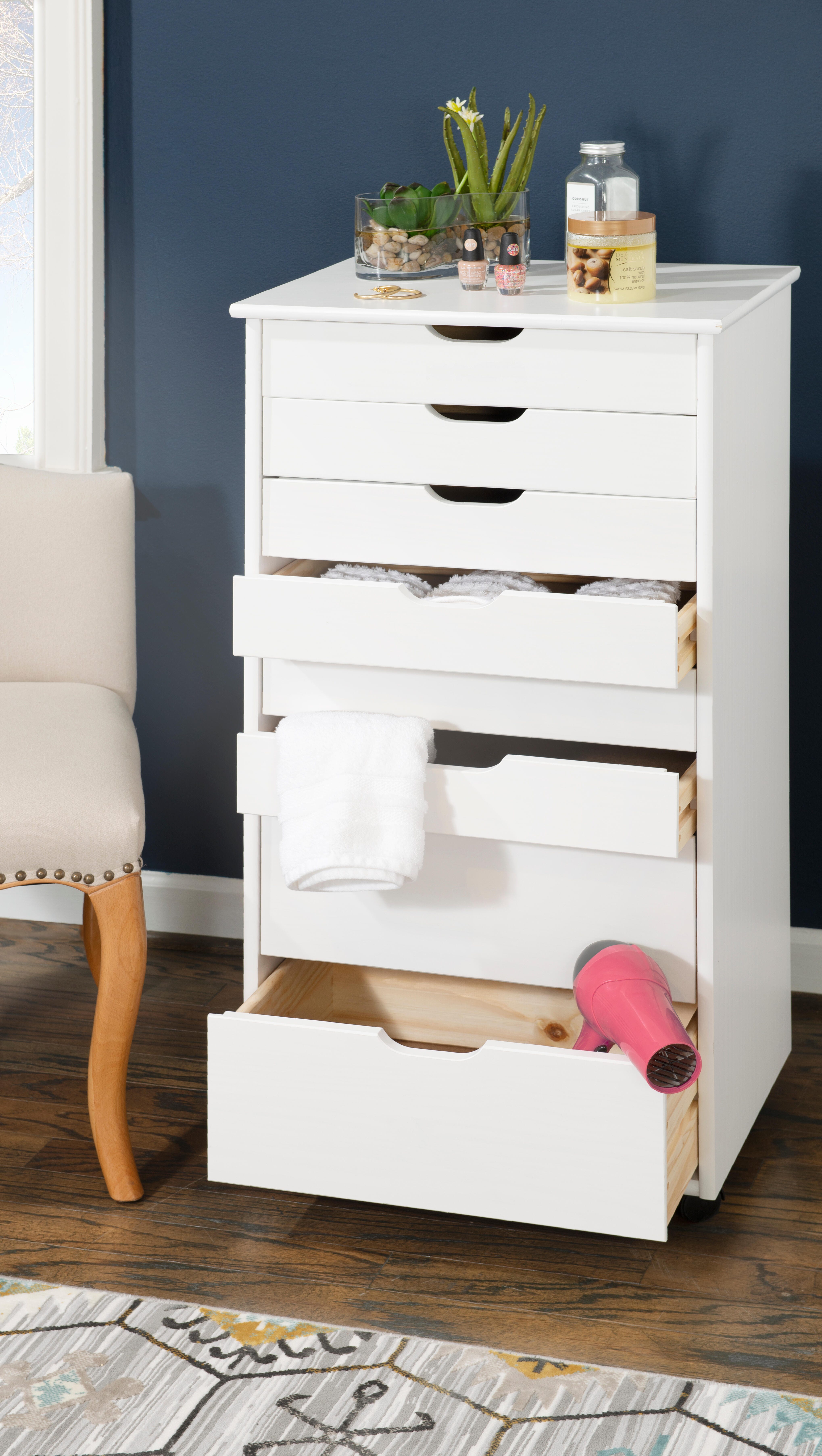 Linon Rudy 8 Drawer Storage Cabinet, White, rollover