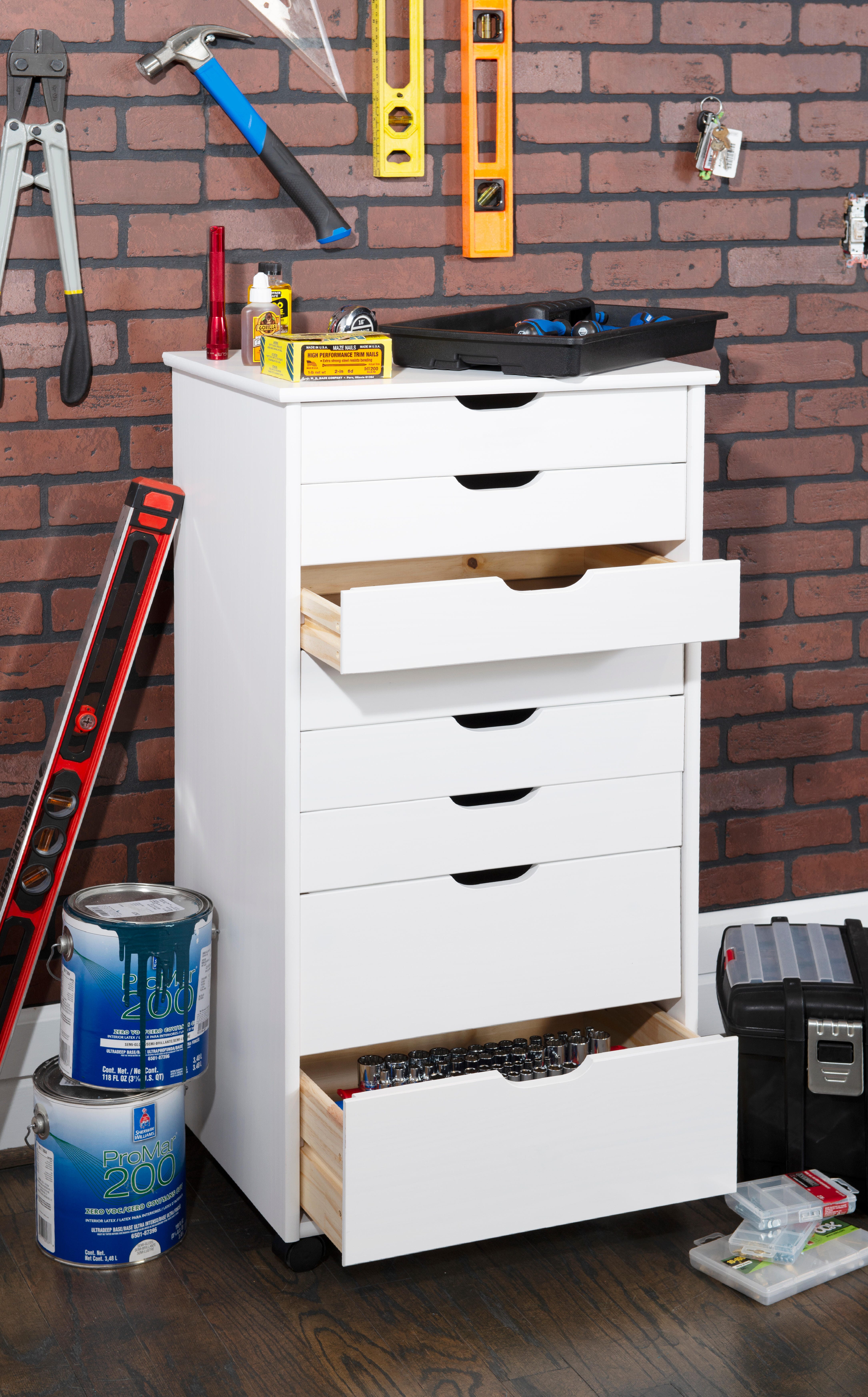 Linon Rudy 8 Drawer Storage Cabinet, White, large