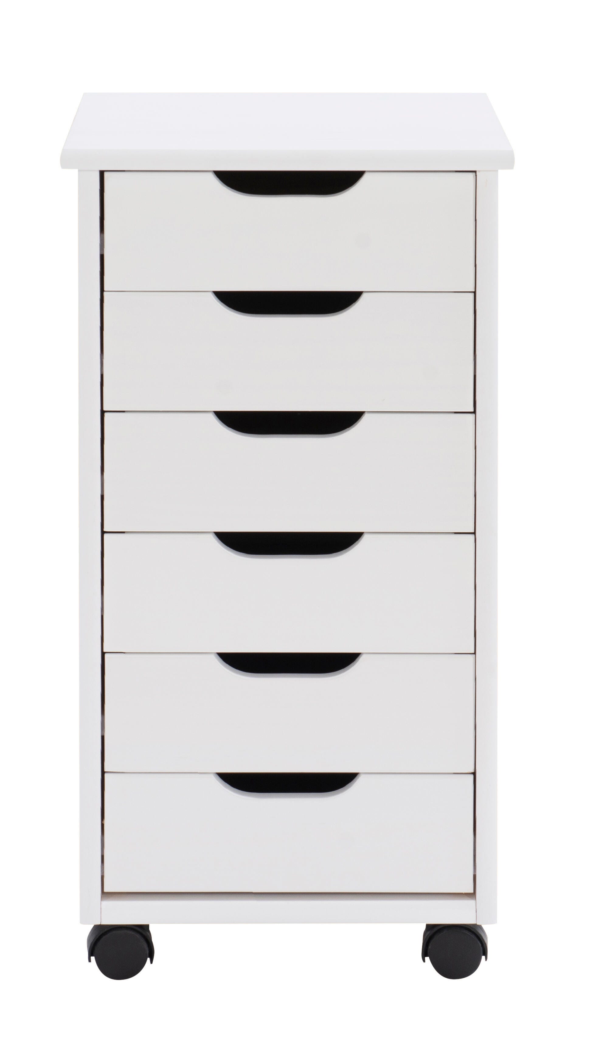 Linon Rudy Solid 6 Drawer Rolling Storage Cabinet, White, large