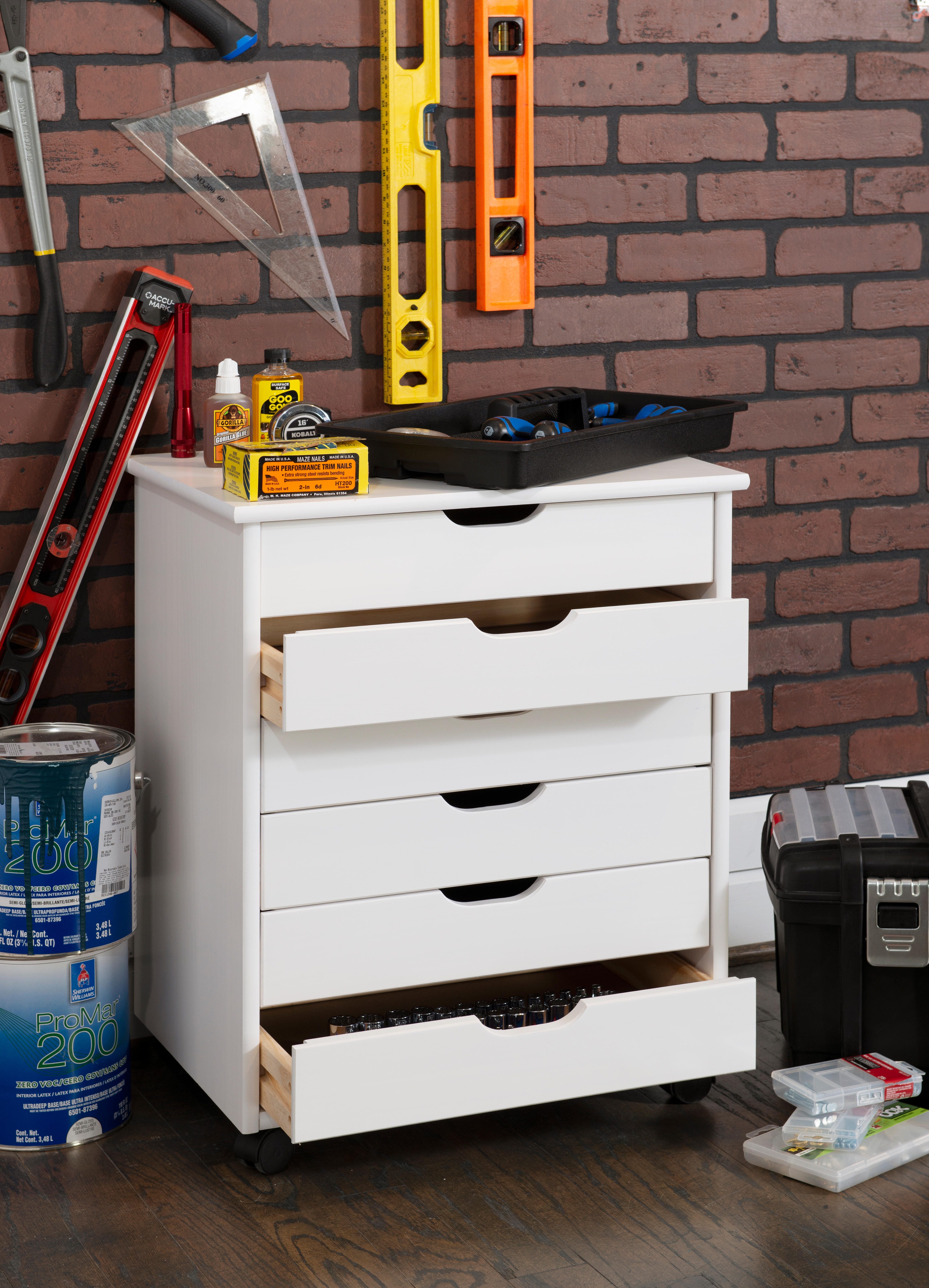 Linon Rudy 6 Drawer Storage Cabinet, White, large