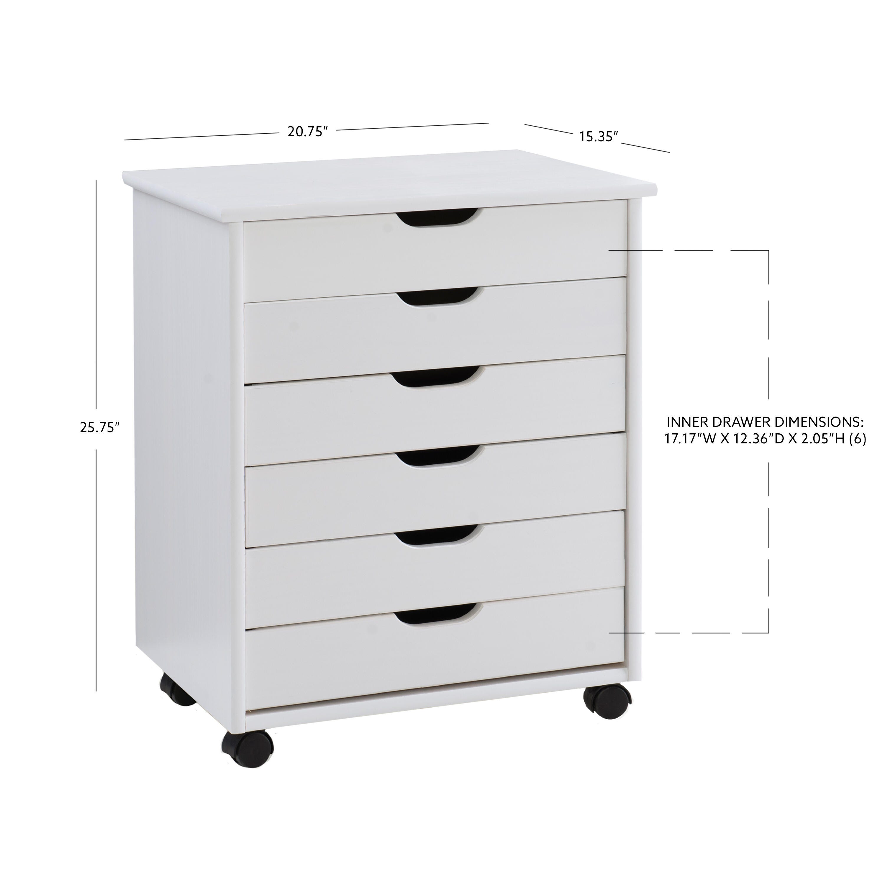 Linon Rudy 6 Drawer Storage Cabinet, White, large