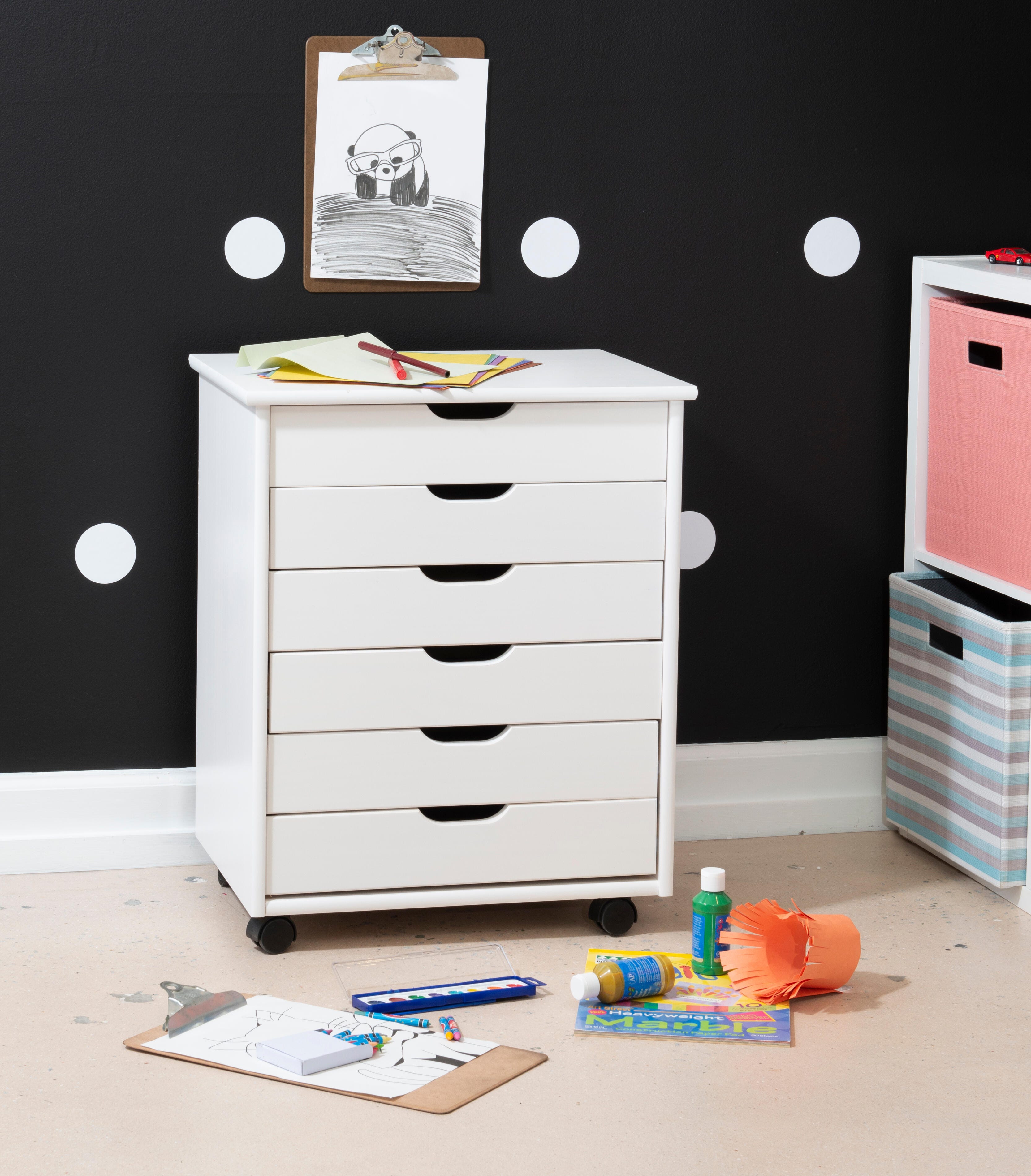 Linon Rudy 6 Drawer Storage Cabinet, White, large