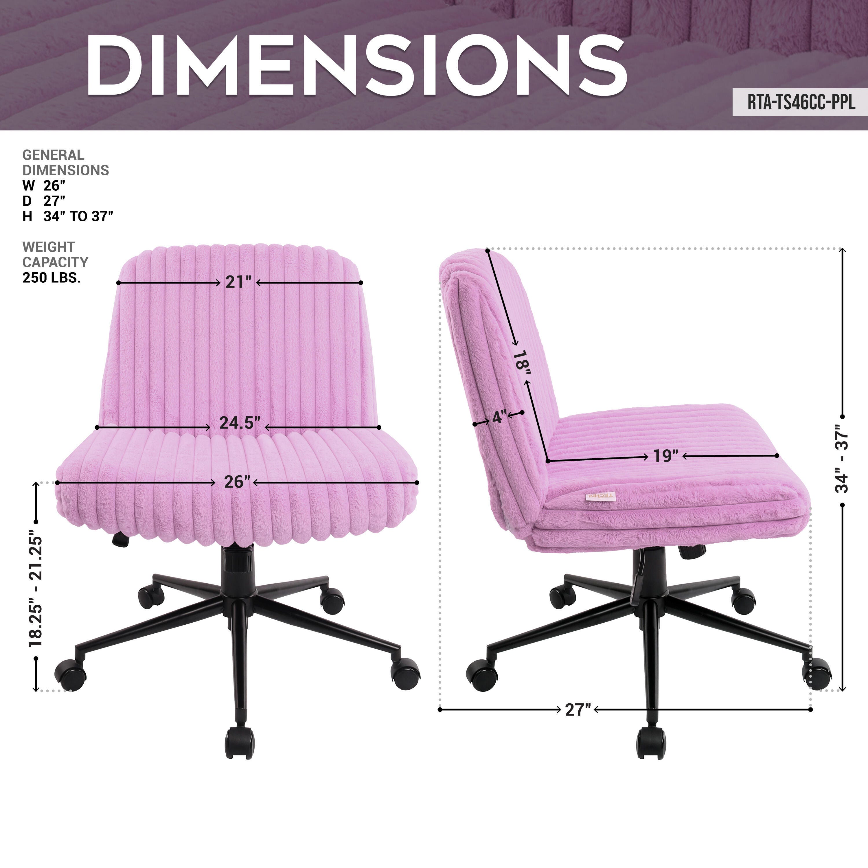 Techni Sport Criss Cross Gaming Chair, Purple, large
