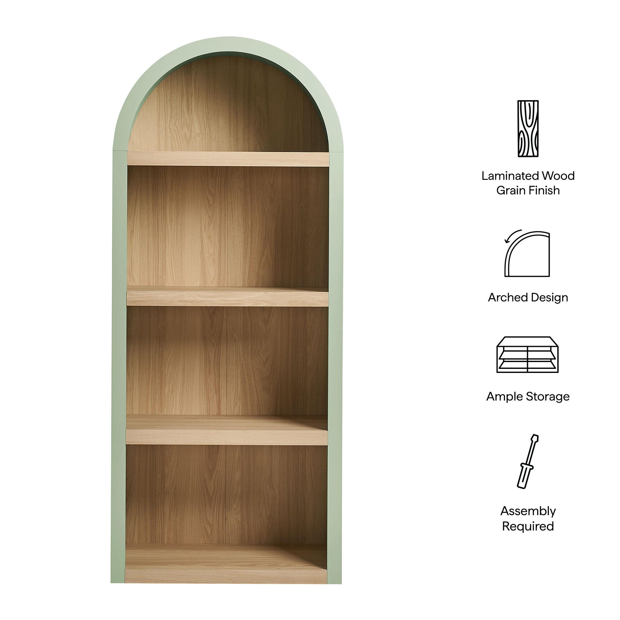 Modway Caleb 75" Bookcase, Sage, large