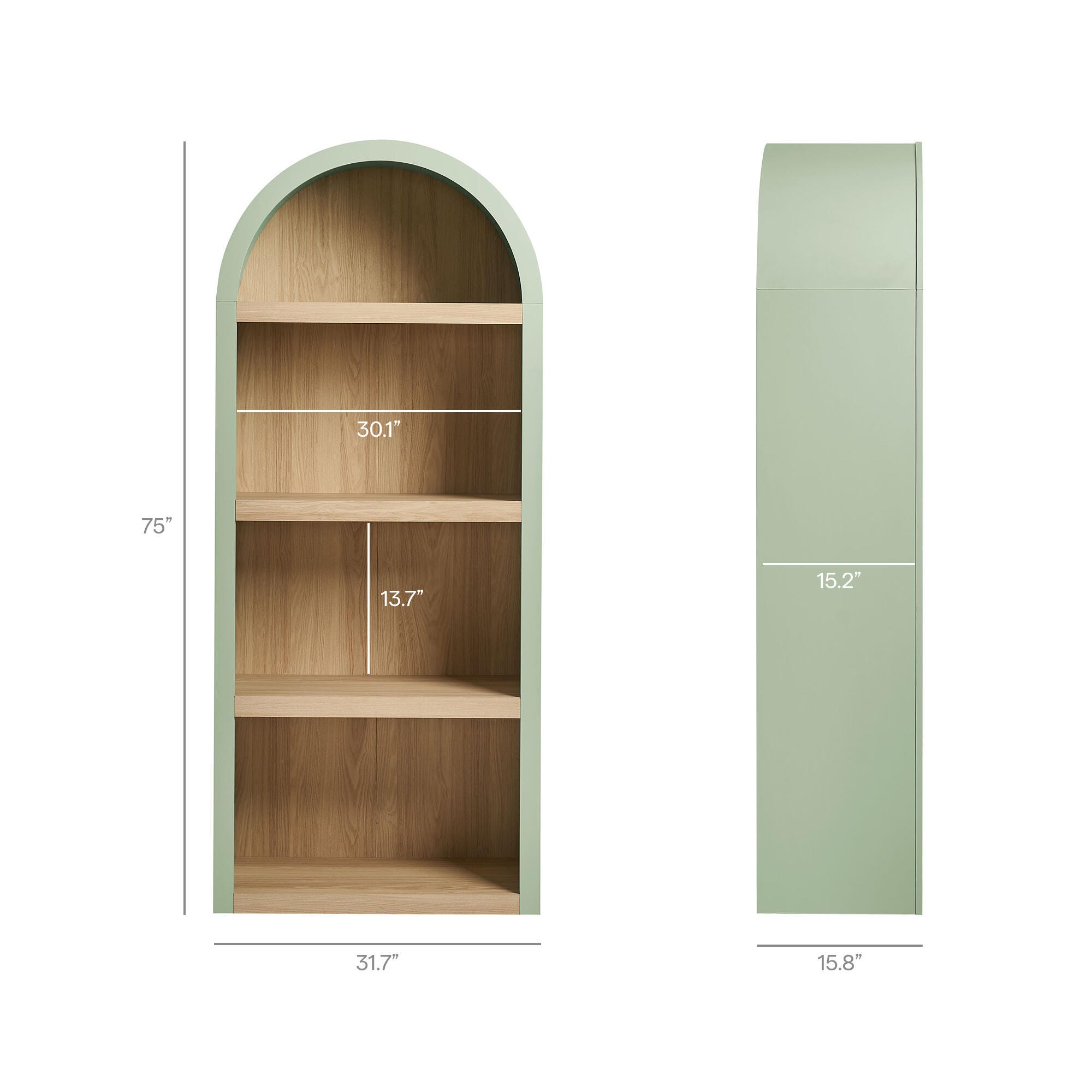 Modway Caleb 75" Bookcase, Sage, large
