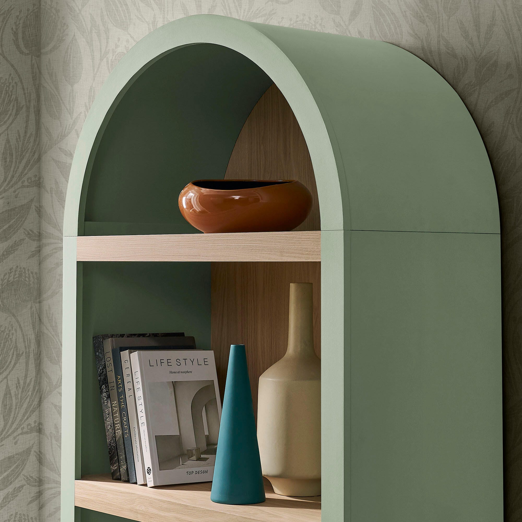 Modway Caleb 75" Bookcase, Sage, large