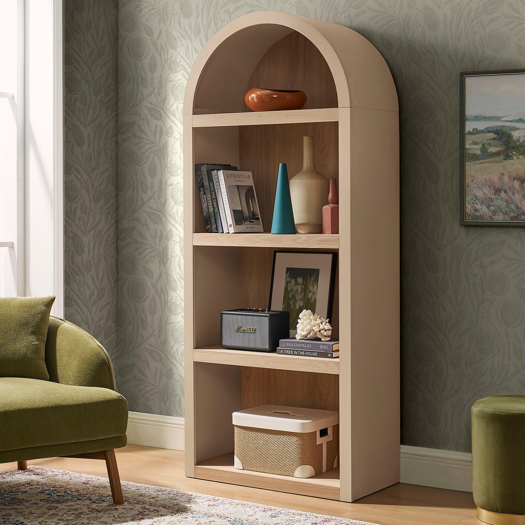 Modway Caleb 75" Bookcase, Tan, rollover